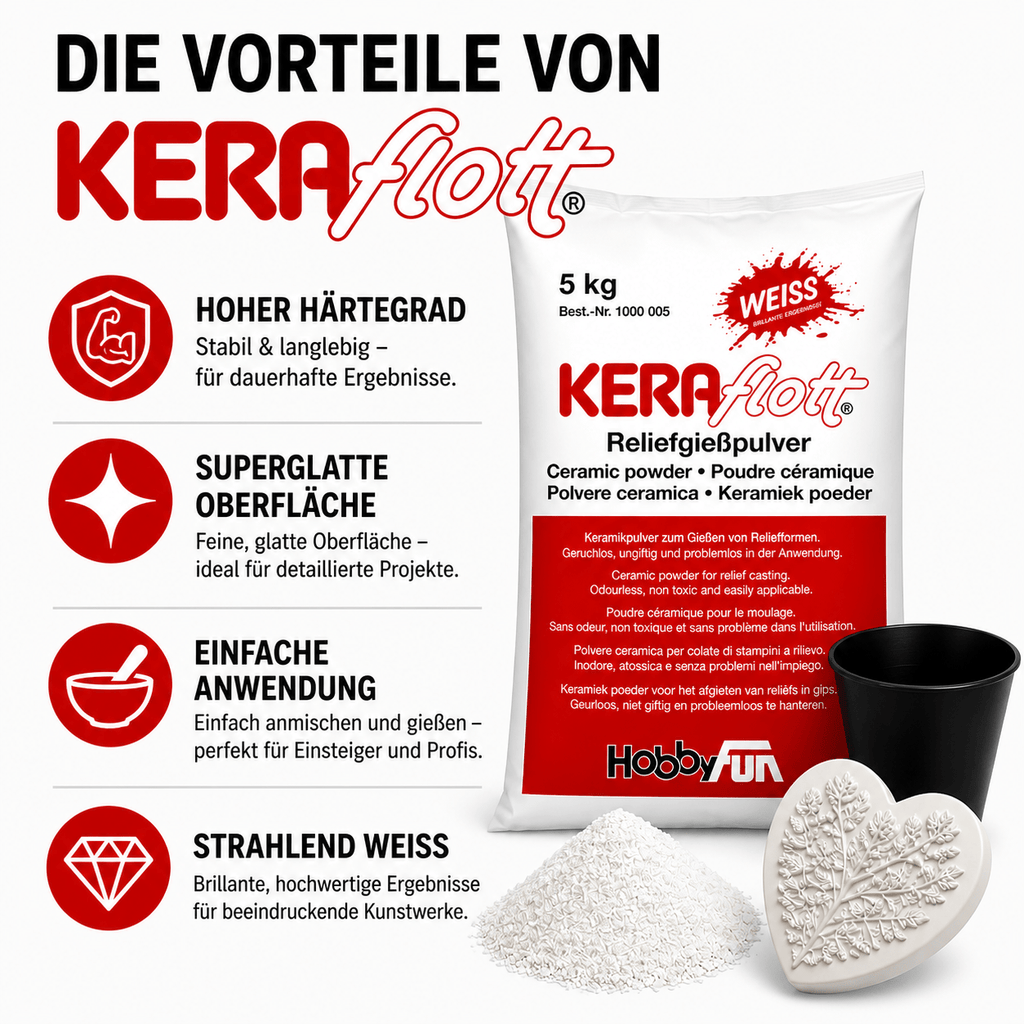 KERAflott Giesspulver, 5 kg + Vase-III für kreative Projekte schnellhärtendes – Detailansicht 13