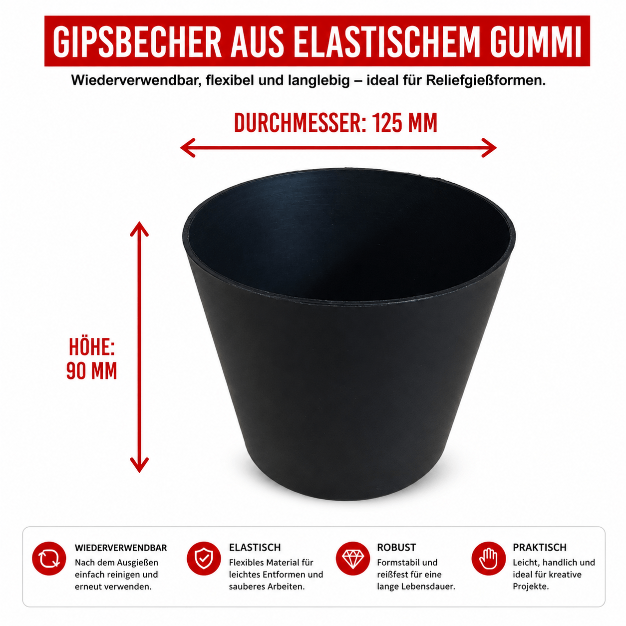 KERAflott Giesspulver, KERAflott 5kg + 1 Gipsbecher für kreative Projekte schnellhärtendes und Hobby – Detailansicht 2