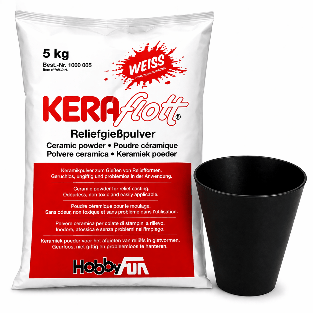 KERAflott Giesspulver, KERAflott 5kg + 1 Gipsbecher für kreative Projekte schnellhärtendes und Hobby – Detailansicht 6