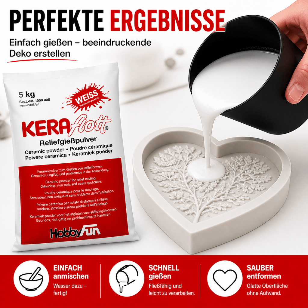 KERAflott Giesspulver, KERAflott 5kg + 1 Gipsbecher für kreative Projekte schnellhärtendes und Hobby – Detailansicht 7