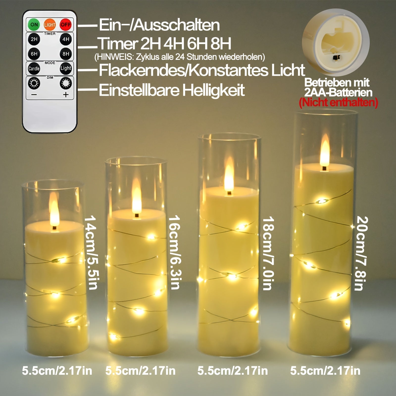 Kerzen, Grau für Bett – Hauptansicht