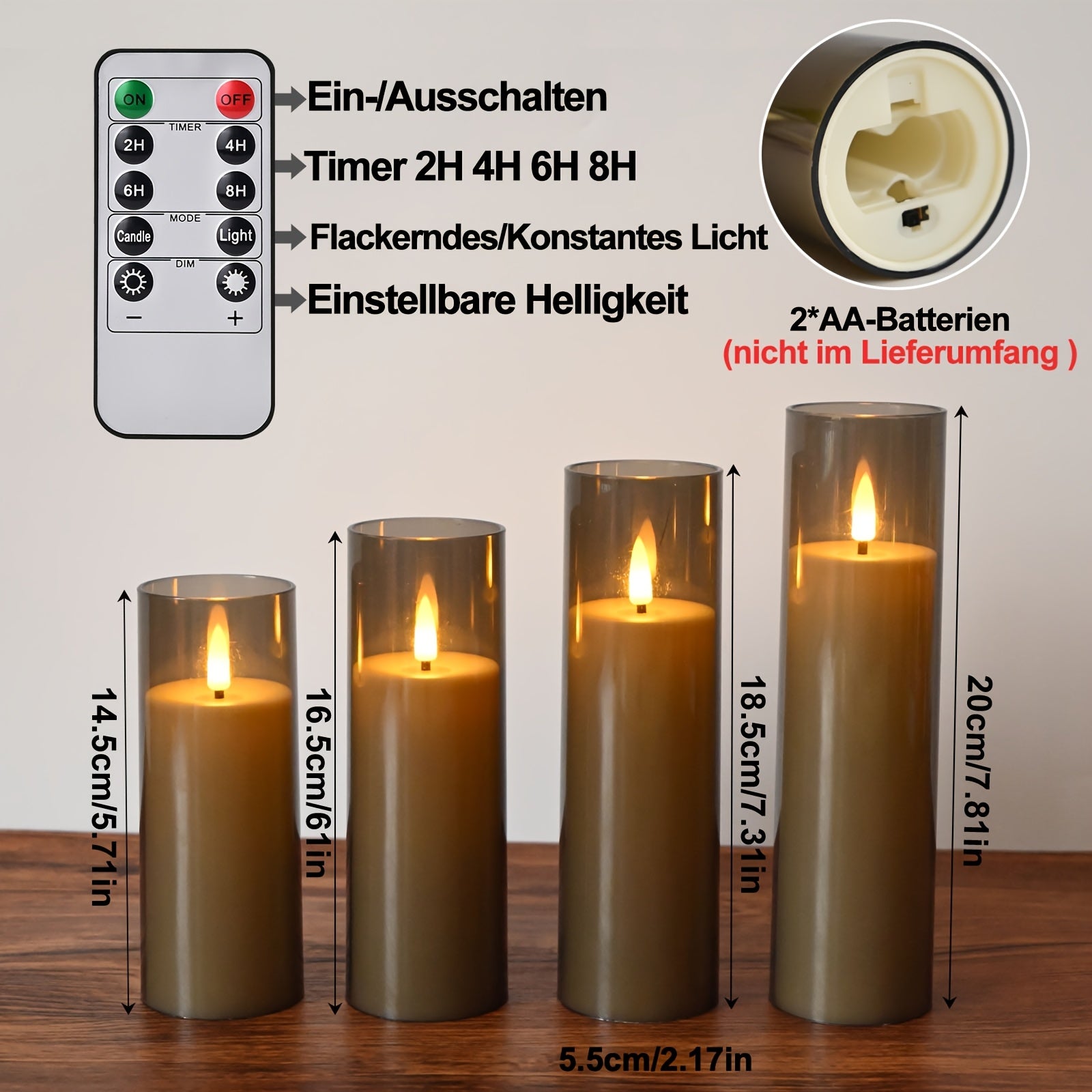 Kerzen, Grau für Schlafzimmer – Detailansicht 4