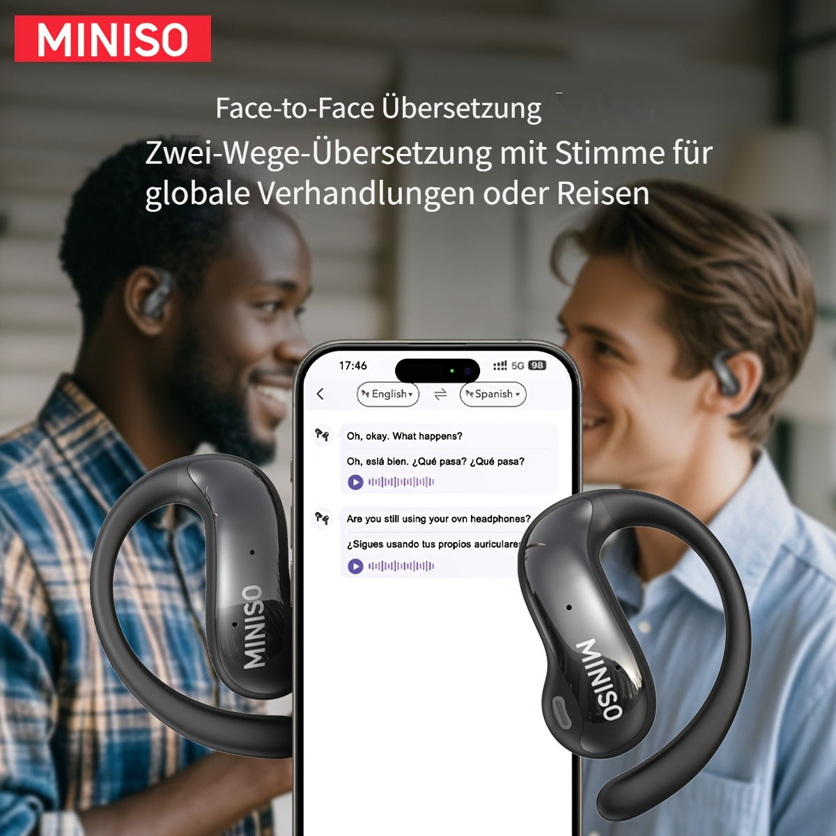 KI Kabellose Ohrhörer, Schwarz X30 Ai für Camping und Reisen – Detailansicht 6