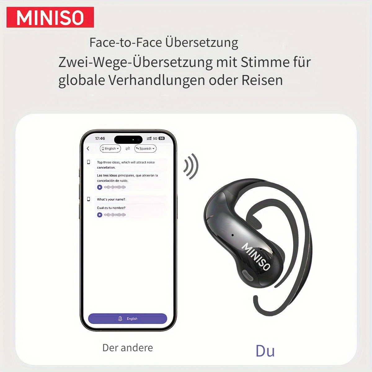 KI Kabellose Ohrhörer, Schwarz X30 Ai für Camping und Reisen – Detailansicht 10