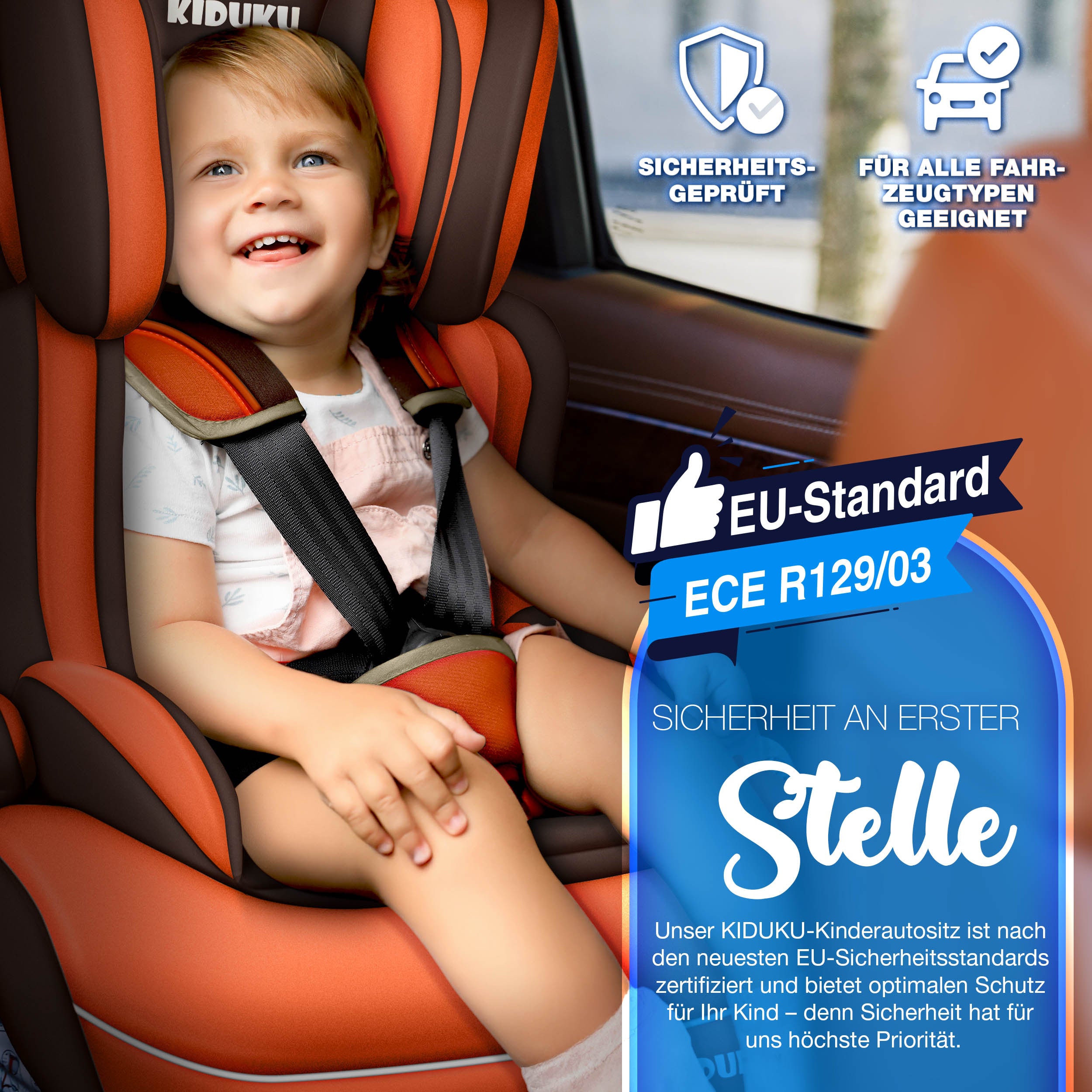KIDUKU® Kindersitz Auto, 36 kg für Fahrzeug und unterwegs – Detailansicht 6