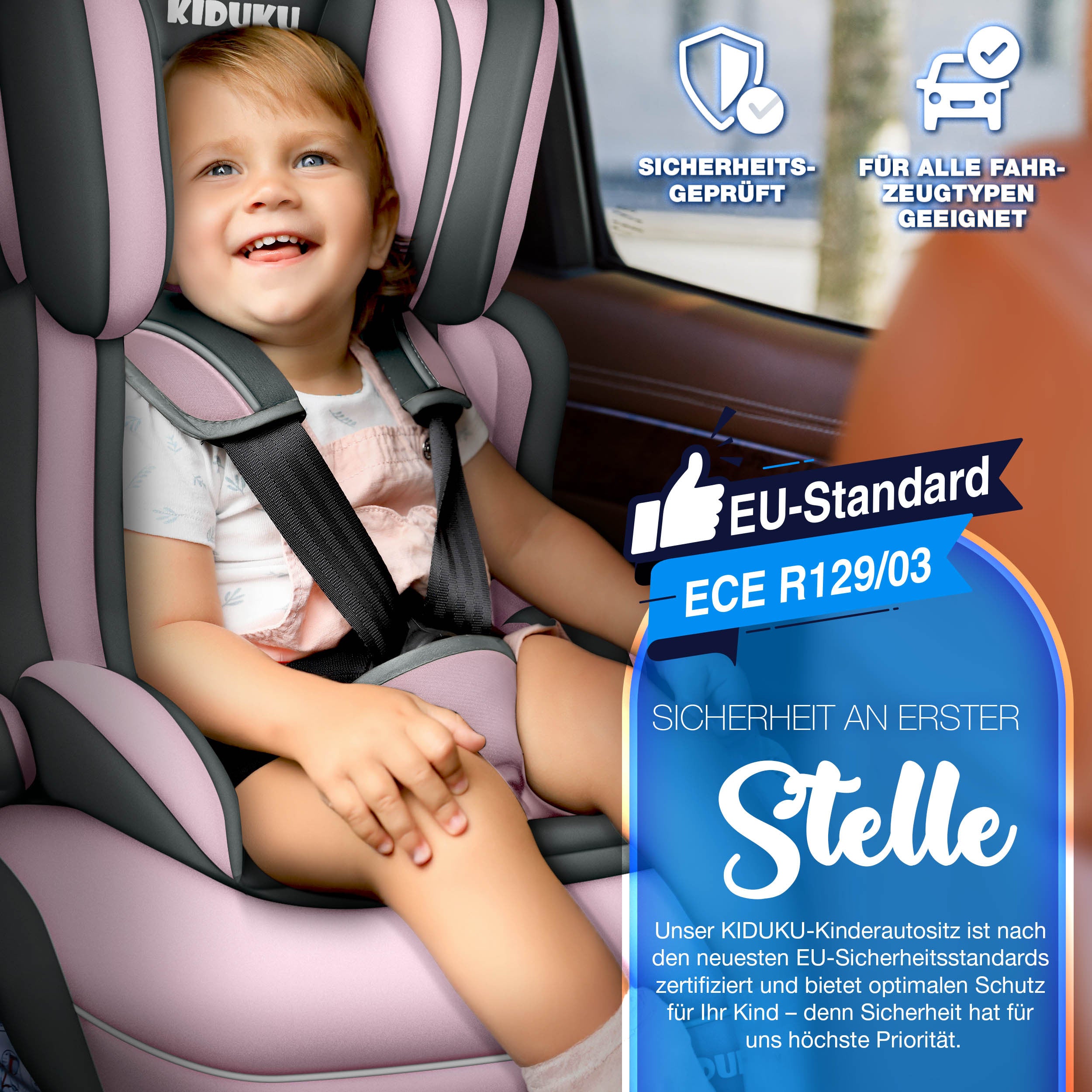 KIDUKU® Kindersitz Auto, 36 kg für Fahrzeug und unterwegs – Detailansicht 13