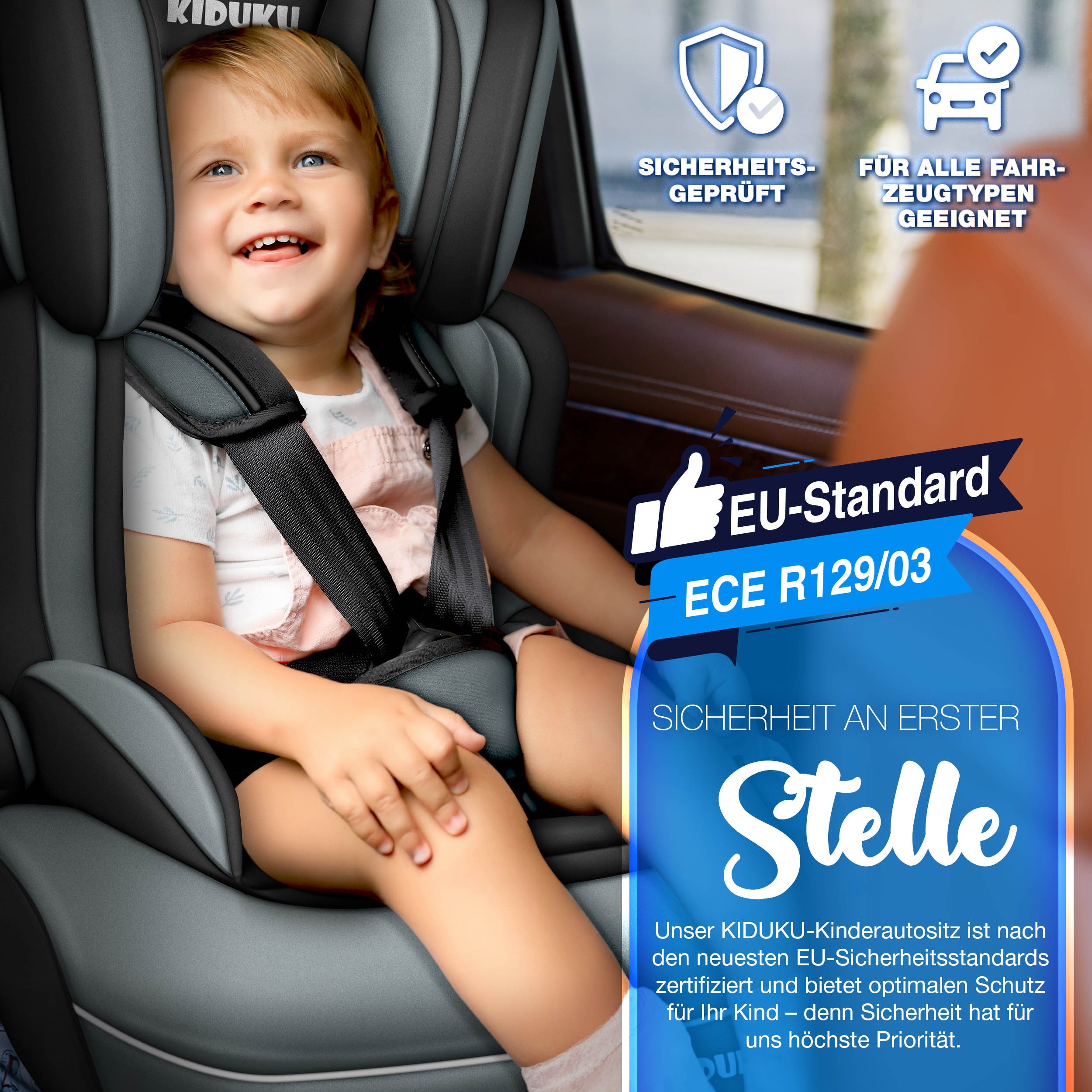 KIDUKU® Kindersitz Auto, 36 kg für Fahrzeug und unterwegs – Detailansicht 19