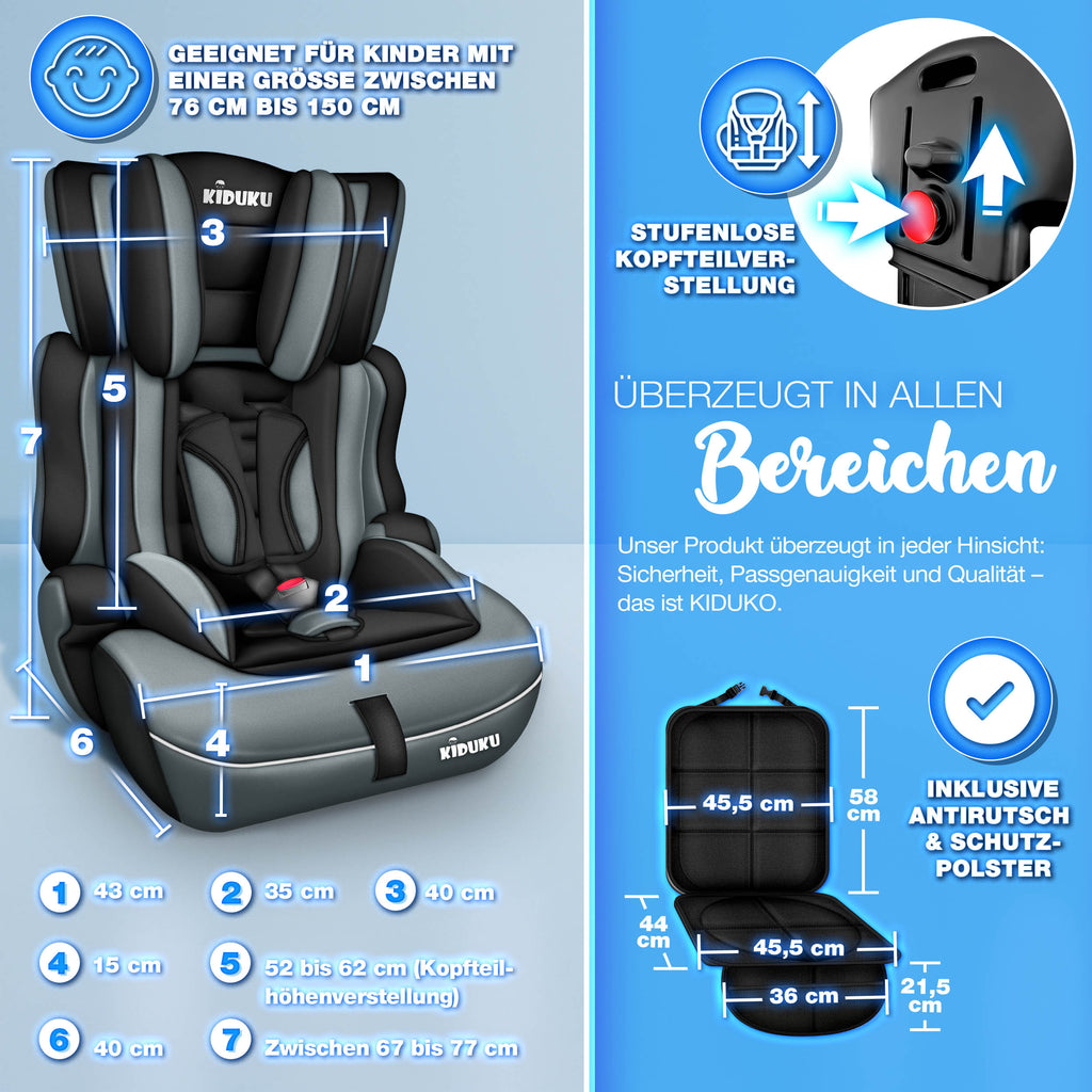 KIDUKU® Kindersitz Auto, 36 kg für Fahrzeug und unterwegs – Detailansicht 20