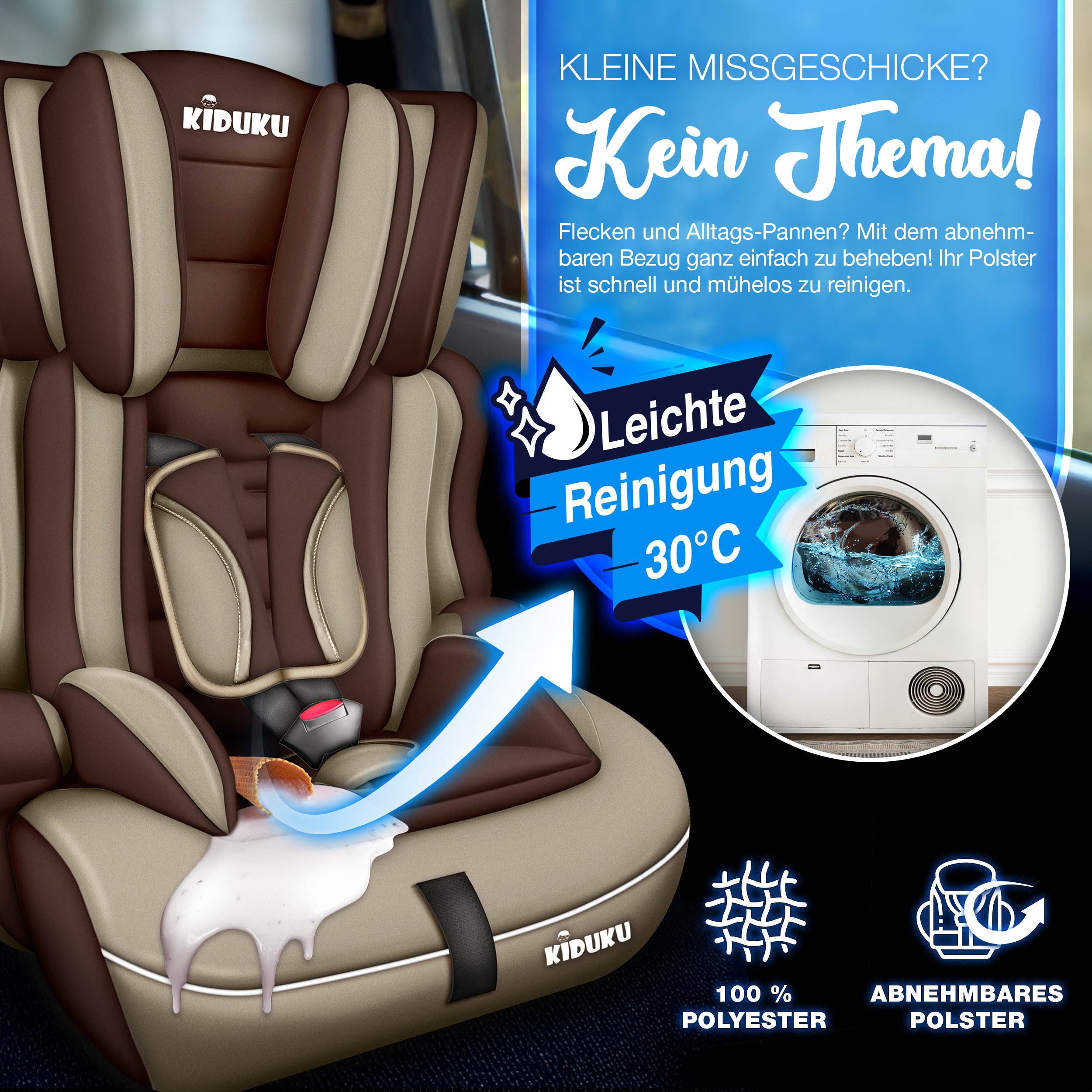 KIDUKU® Kindersitz Auto, 36 kg für Fahrzeug und unterwegs – Detailansicht 28