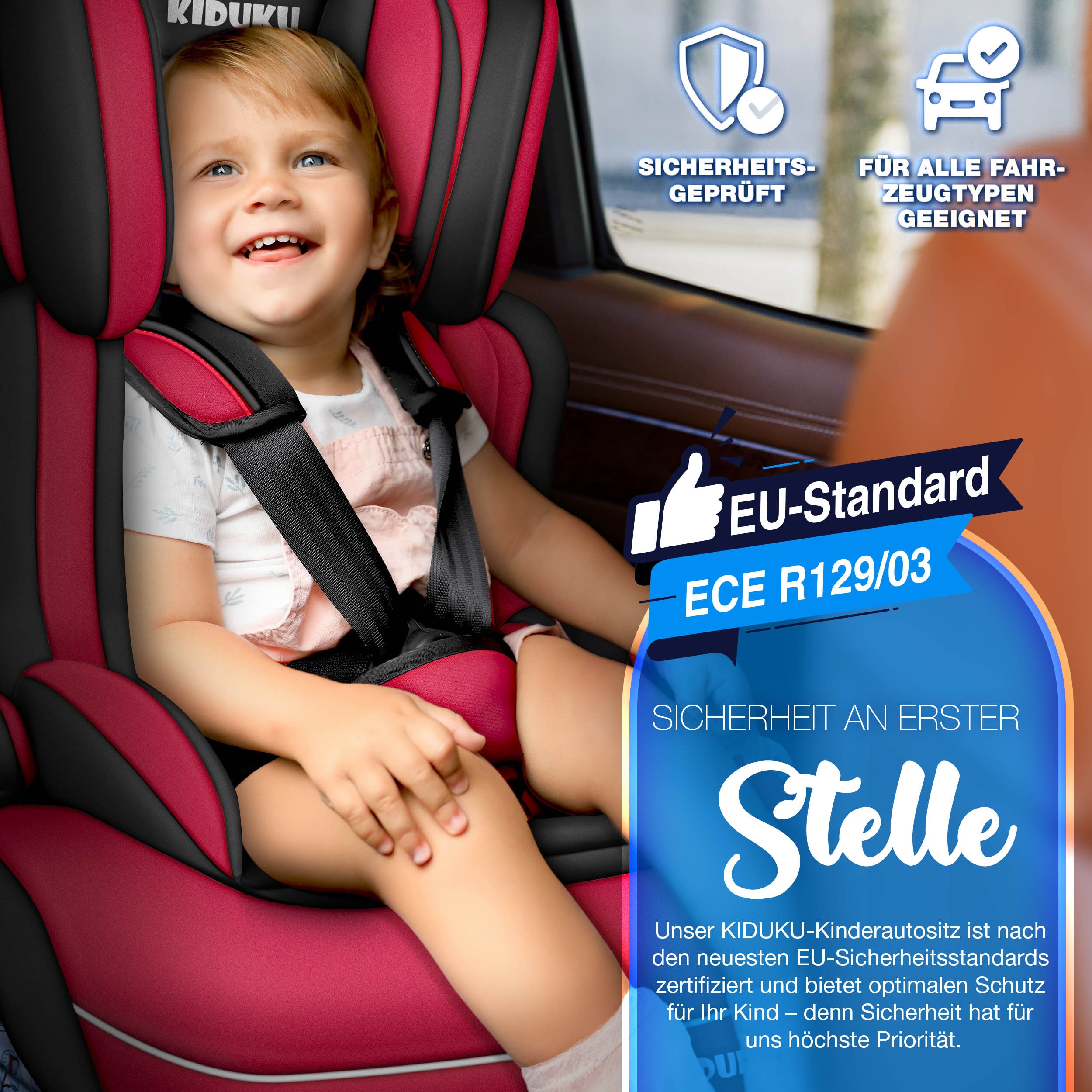KIDUKU® Kindersitz Auto, 36 kg für Fahrzeug und unterwegs – Detailansicht 31