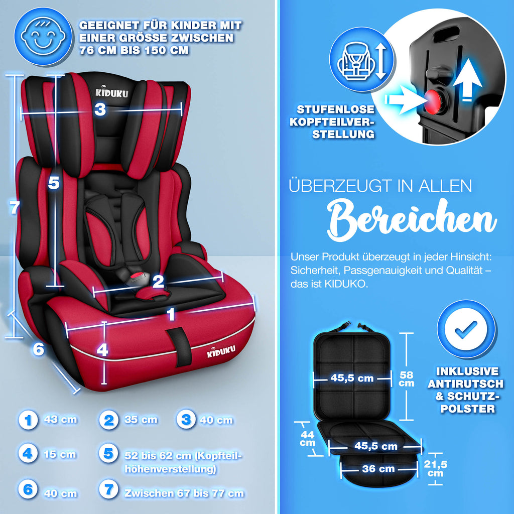 KIDUKU® Kindersitz Auto, 36 kg für Fahrzeug und unterwegs – Detailansicht 32