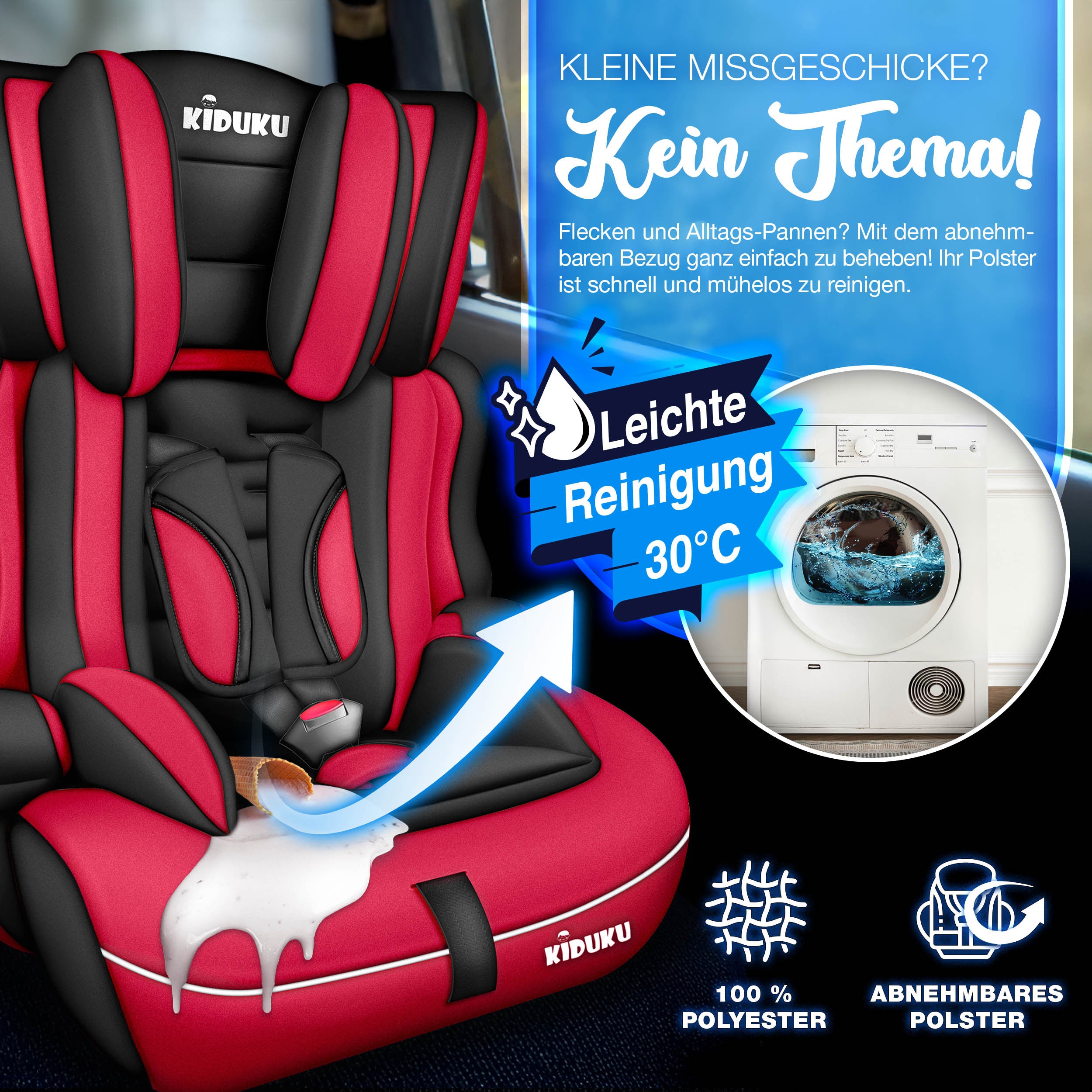 KIDUKU® Kindersitz Auto, 36 kg für Fahrzeug und unterwegs – Detailansicht 33