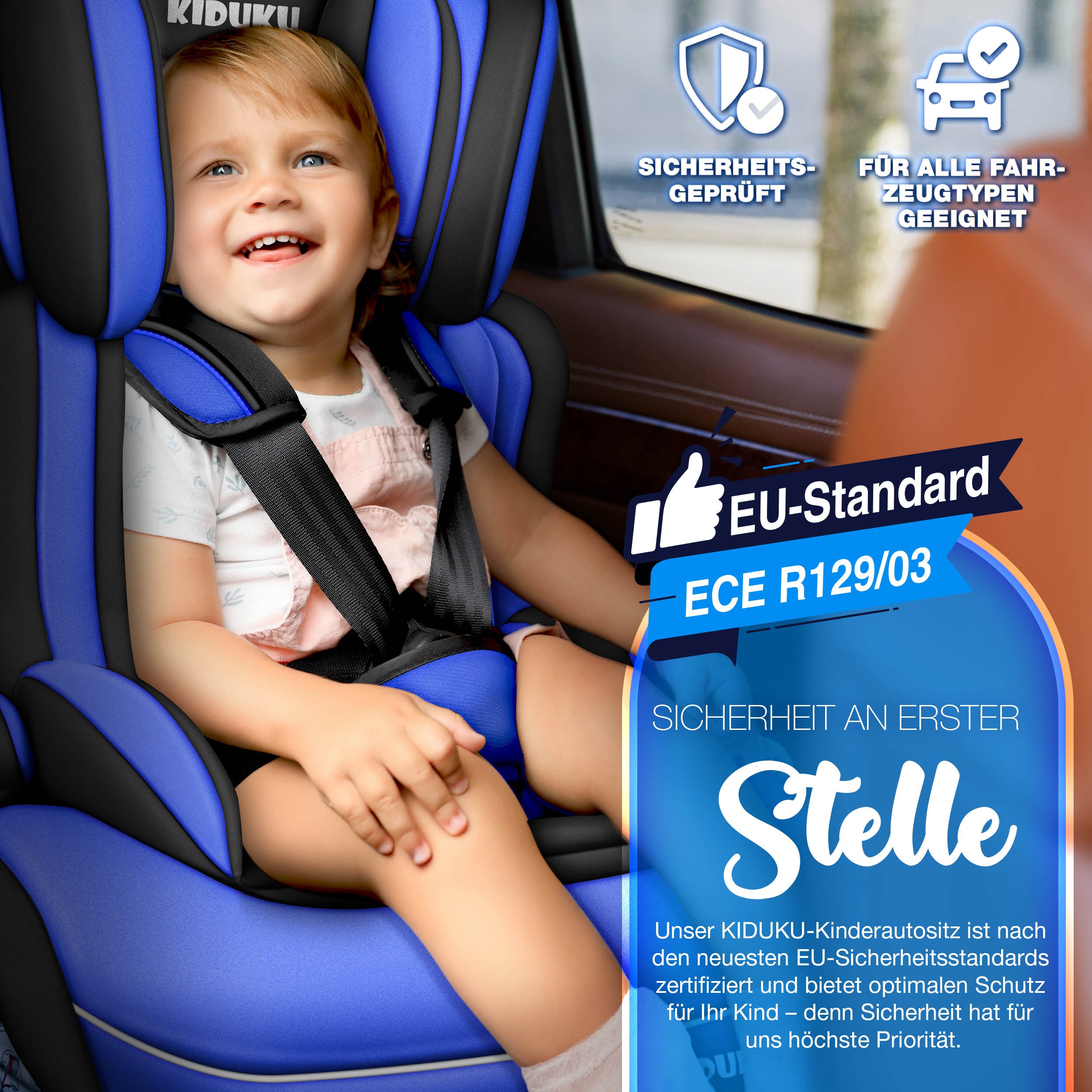 KIDUKU® Kindersitz Auto, 36 kg für Fahrzeug und unterwegs – Detailansicht 36