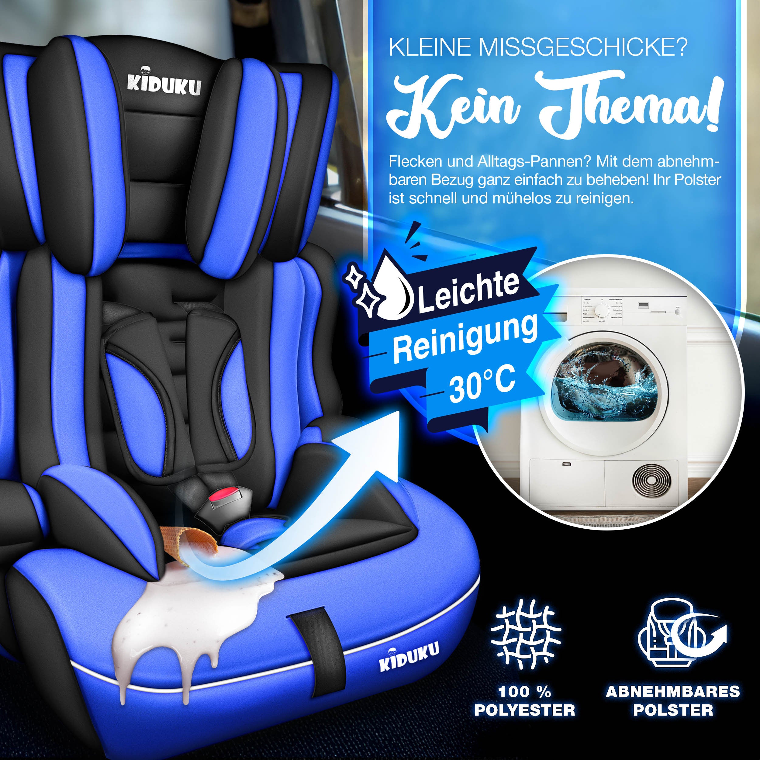 KIDUKU® Kindersitz Auto, 36 kg für Fahrzeug und unterwegs – Detailansicht 38