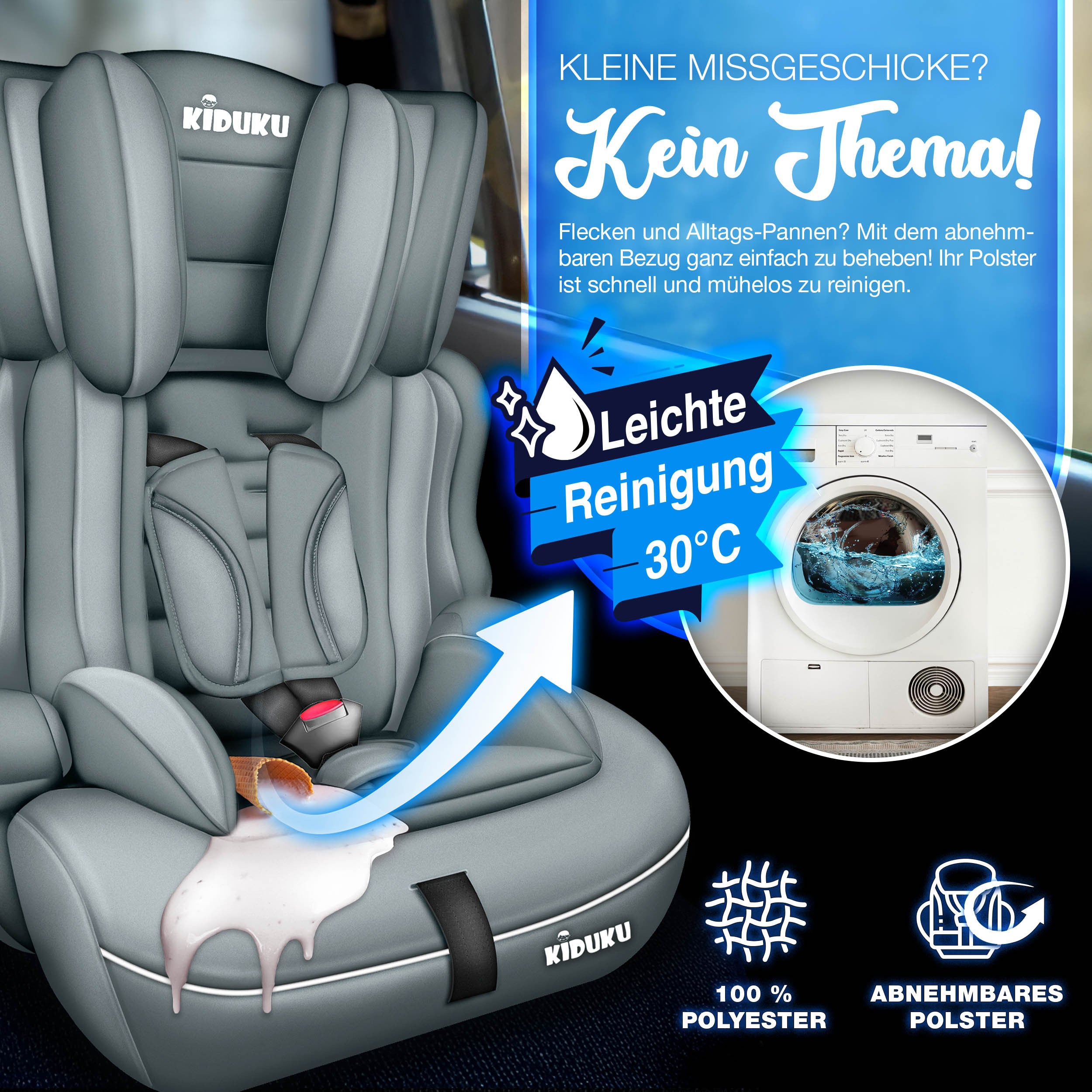 KIDUKU® Kindersitz Auto, 36 kg für Fahrzeug und unterwegs – Detailansicht 44