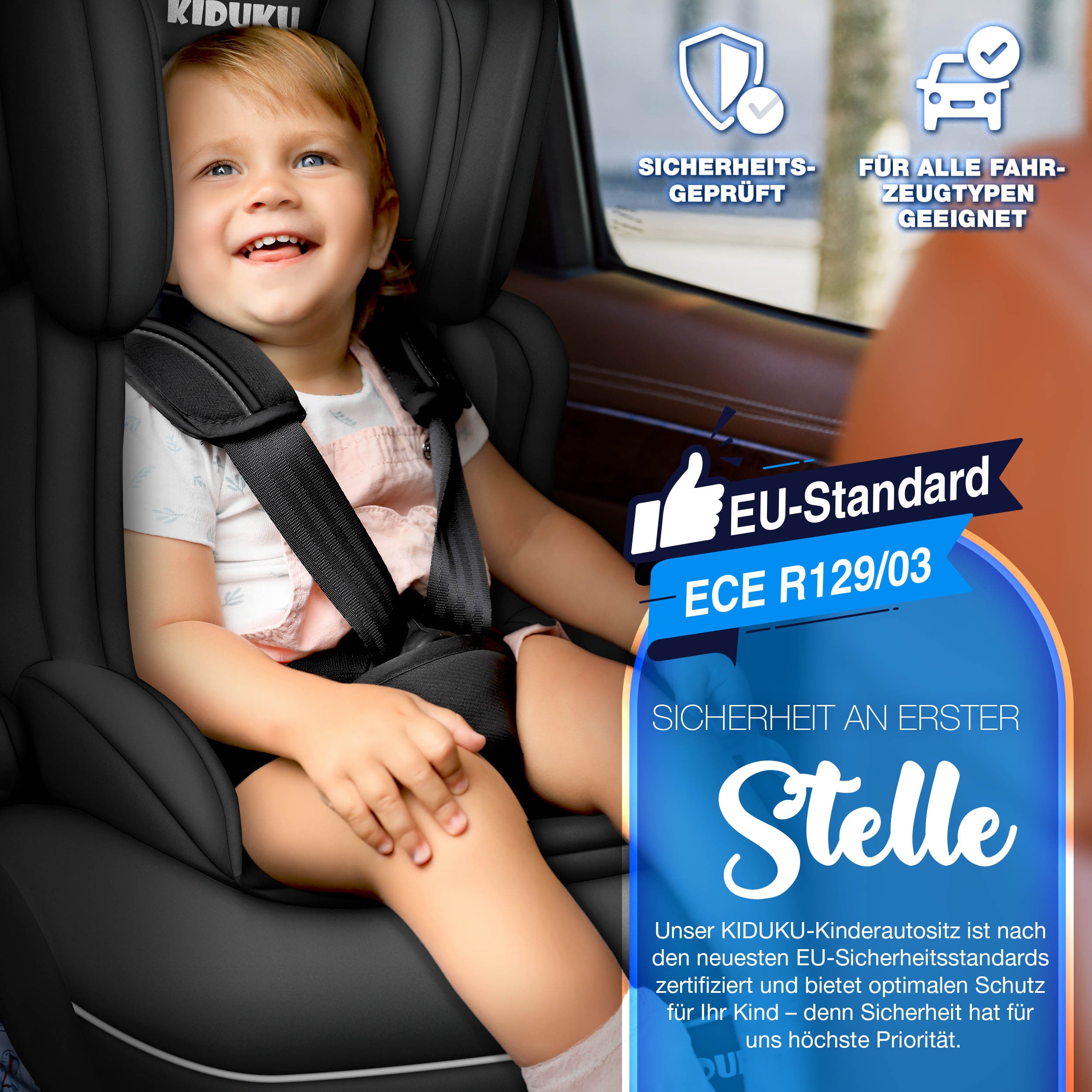 KIDUKU® Kindersitz Auto, 36 kg für Fahrzeug und unterwegs – Detailansicht 48