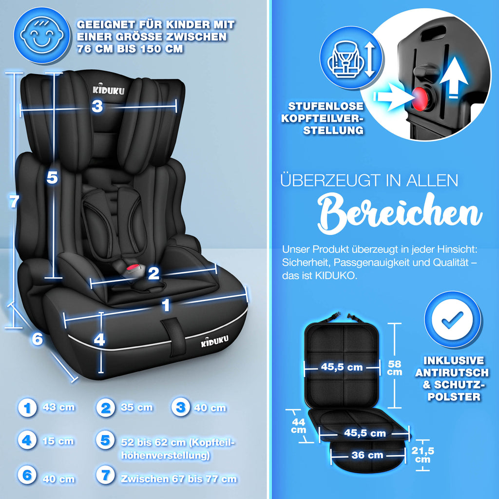 KIDUKU® Kindersitz Auto, 36 kg für Fahrzeug und unterwegs – Detailansicht 49