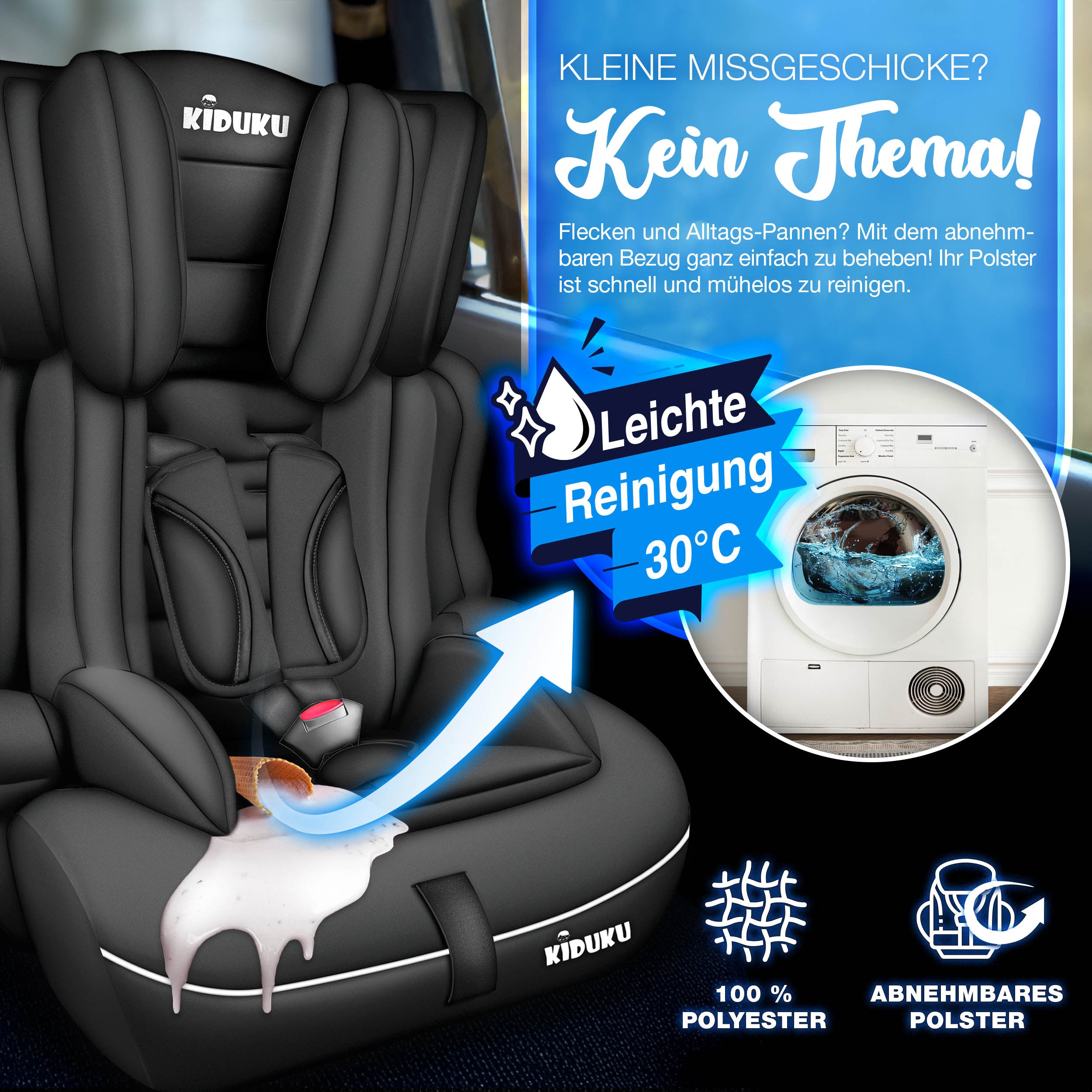 KIDUKU® Kindersitz Auto, 36 kg für Fahrzeug und unterwegs – Detailansicht 50