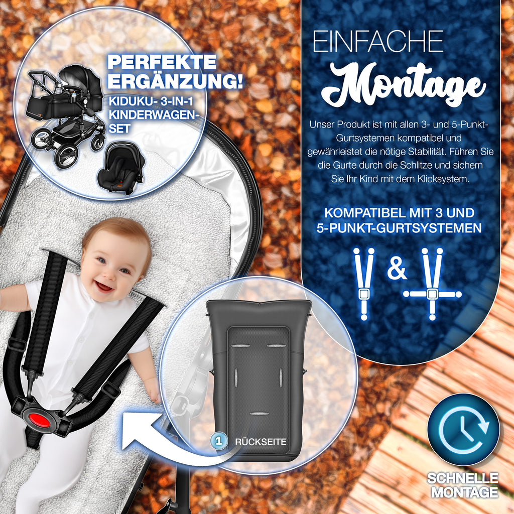 KIDUKU® Winterfußsack, waschbar für Kinderwagen Buggy Jogger - Babyfußsack und Alltag – Detailansicht 3