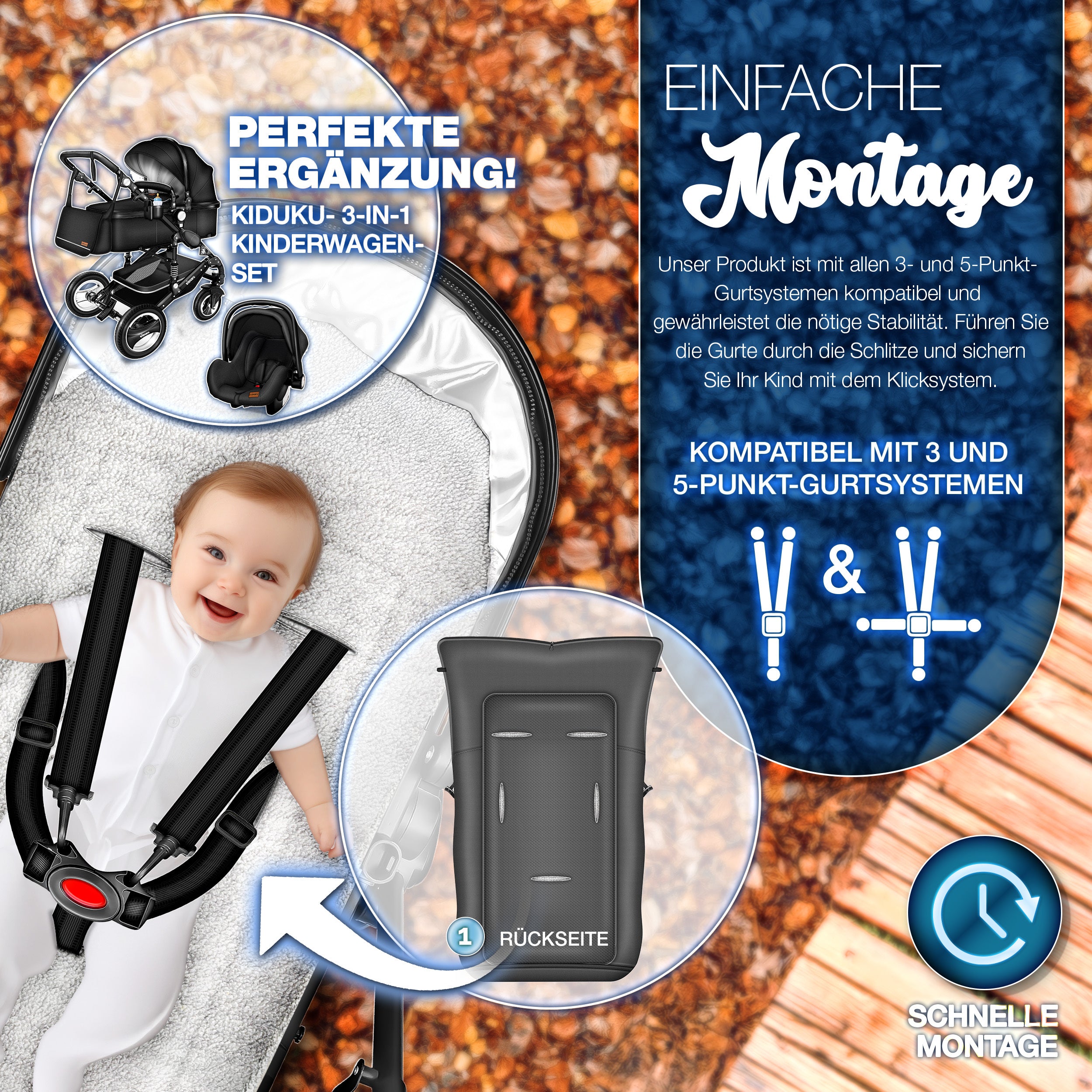 KIDUKU® Winterfußsack, waschbar für Kinderwagen Buggy Jogger - Babyfußsack und Alltag – Detailansicht 3