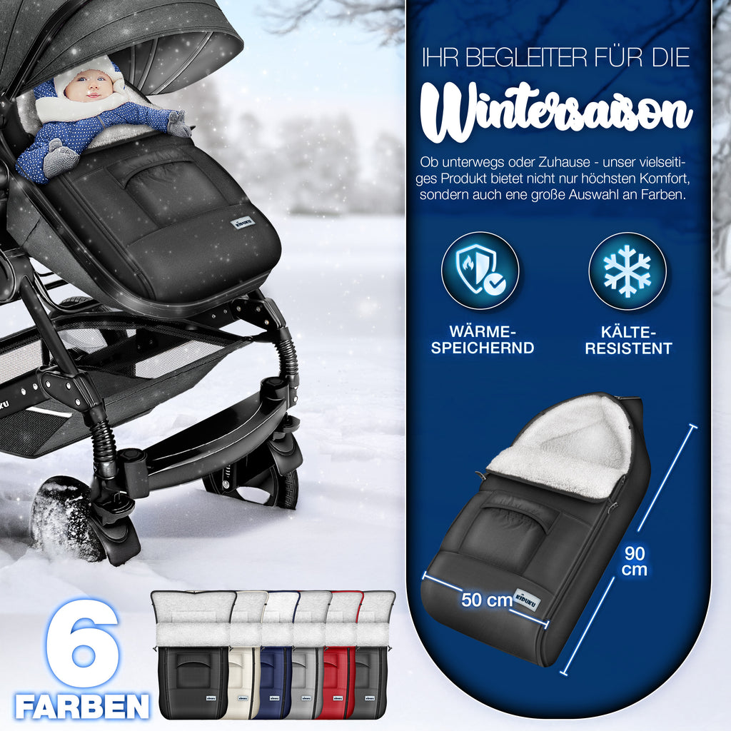 KIDUKU® Winterfußsack, waschbar für Kinderwagen Buggy Jogger - Babyfußsack und Alltag – Detailansicht 9