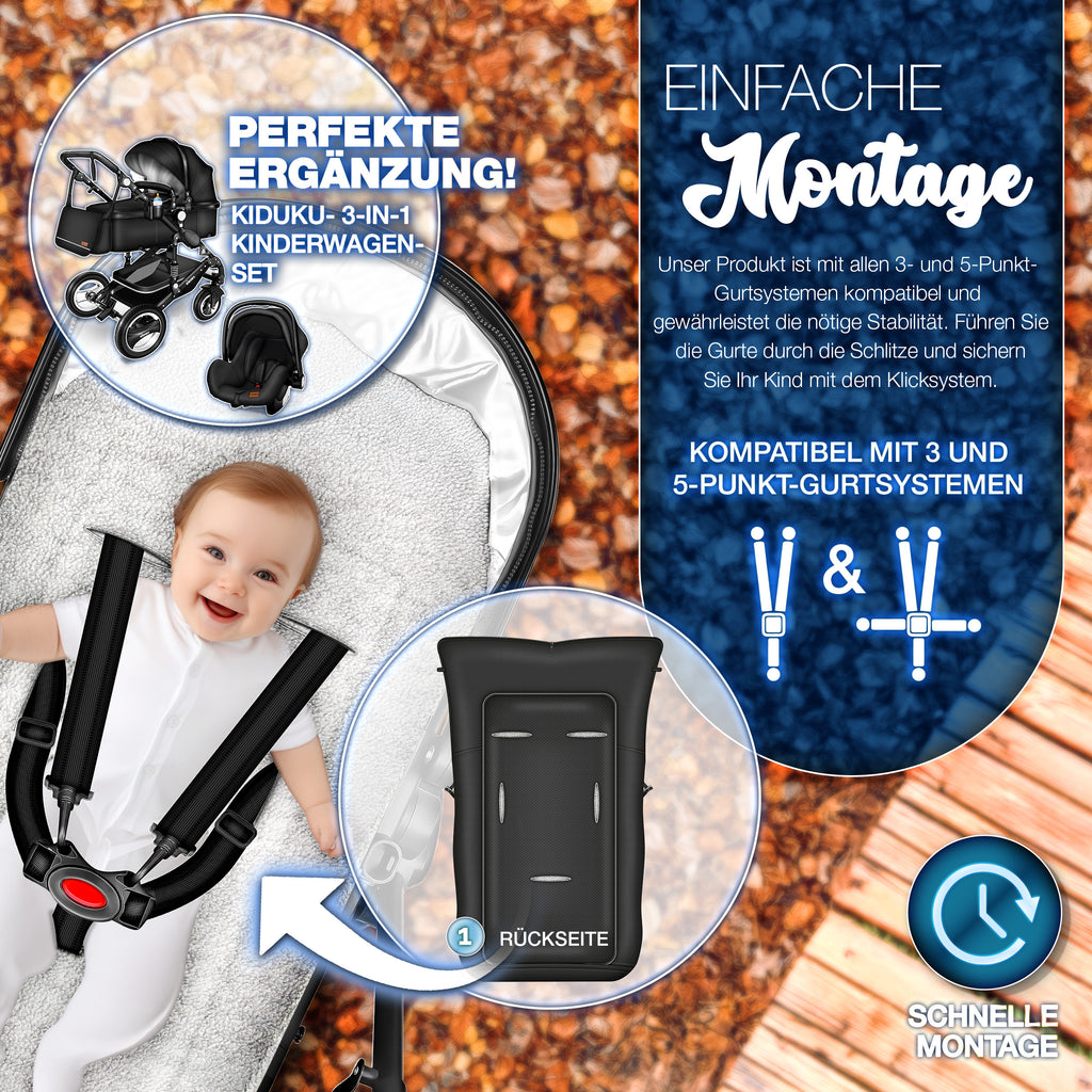 KIDUKU® Winterfußsack, waschbar für Kinderwagen Buggy Jogger - Babyfußsack und Alltag – Detailansicht 10