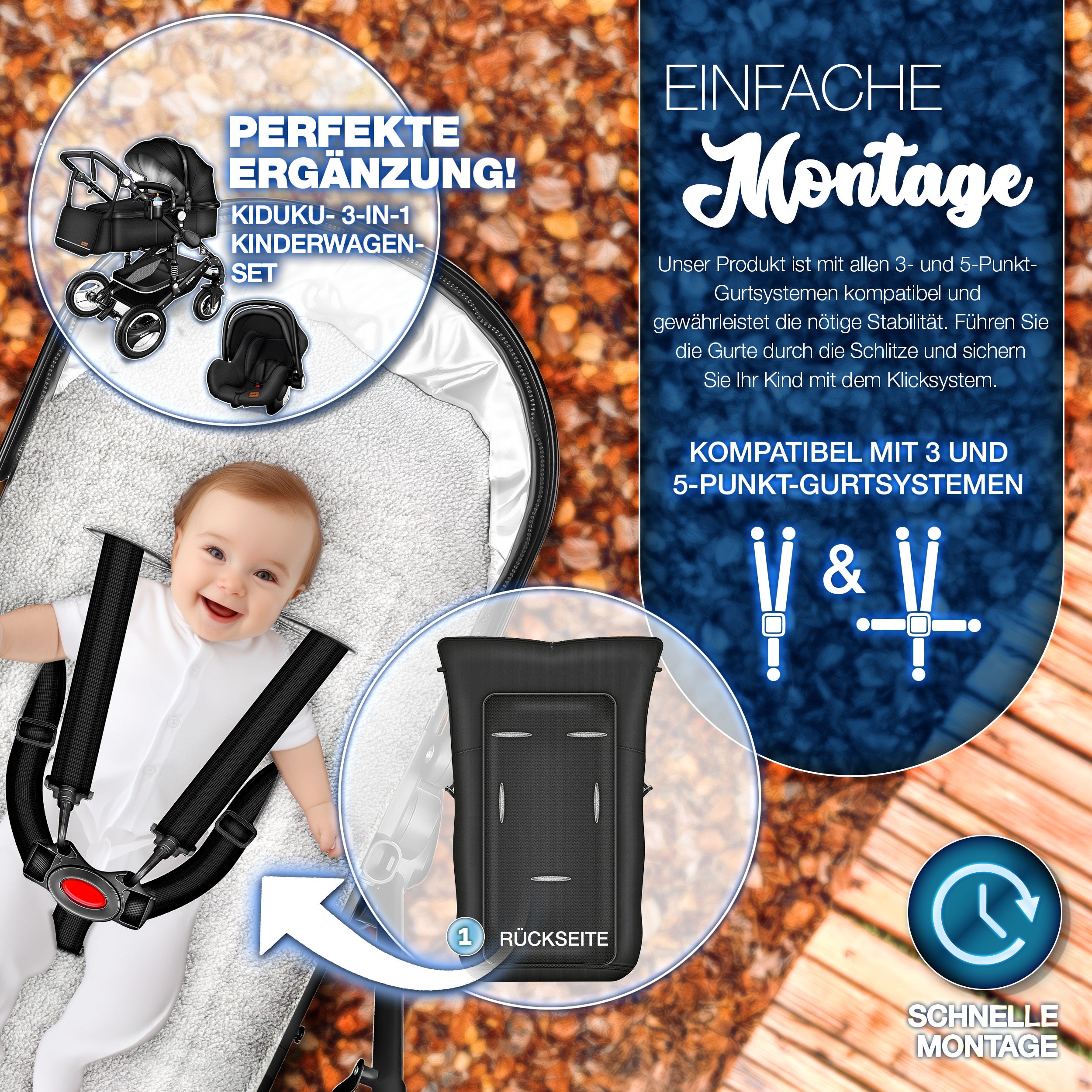 KIDUKU® Winterfußsack, waschbar für Kinderwagen Buggy Jogger - Babyfußsack und Alltag – Detailansicht 10