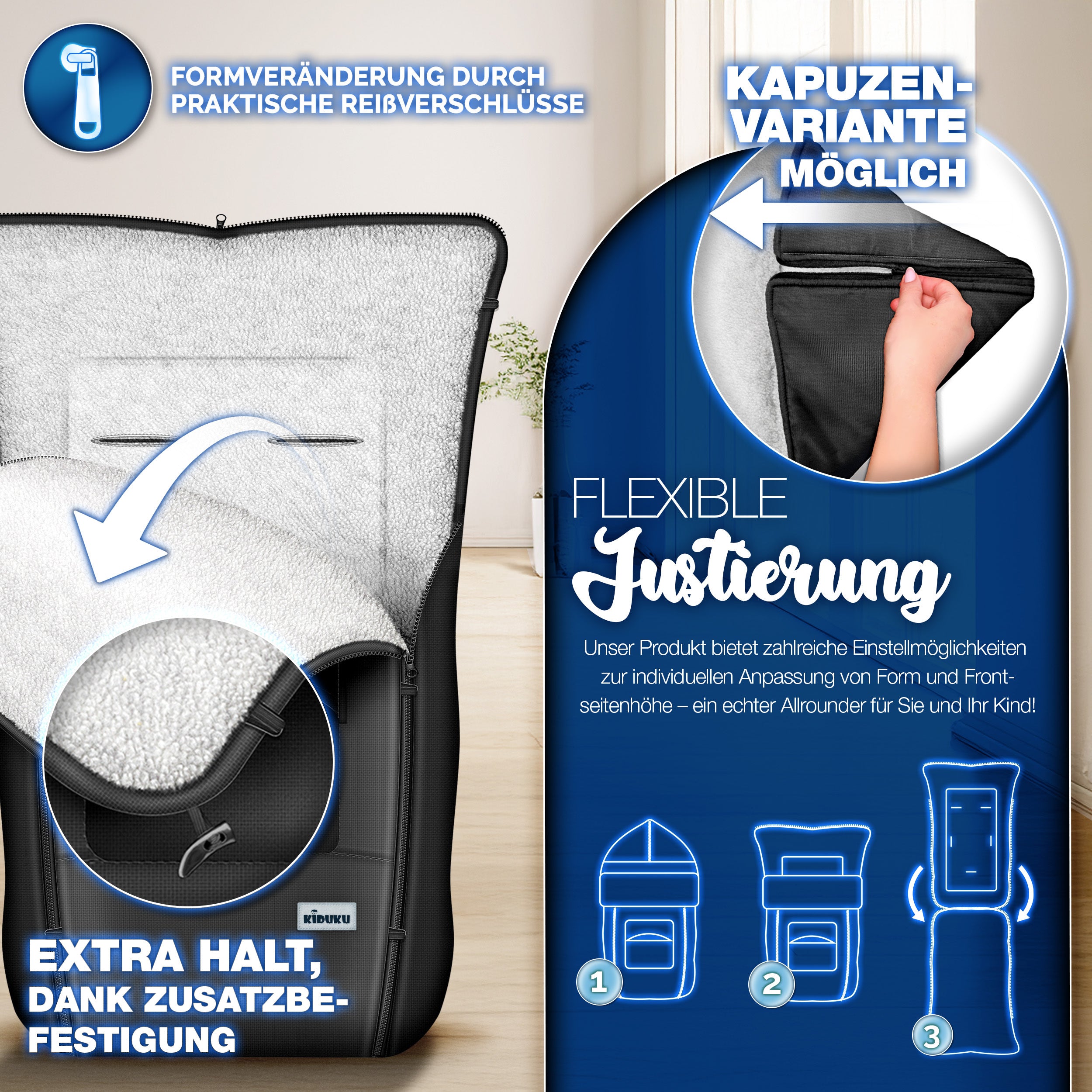 KIDUKU® Winterfußsack, waschbar für Kinderwagen Buggy Jogger - Babyfußsack und Alltag – Detailansicht 13
