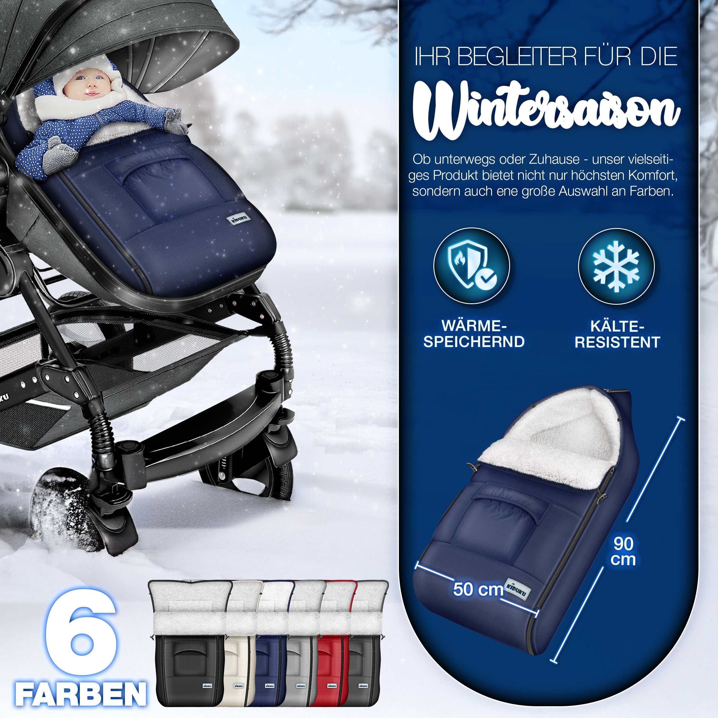KIDUKU® Winterfußsack, waschbar für Kinderwagen Buggy Jogger - Babyfußsack und Alltag – Detailansicht 16