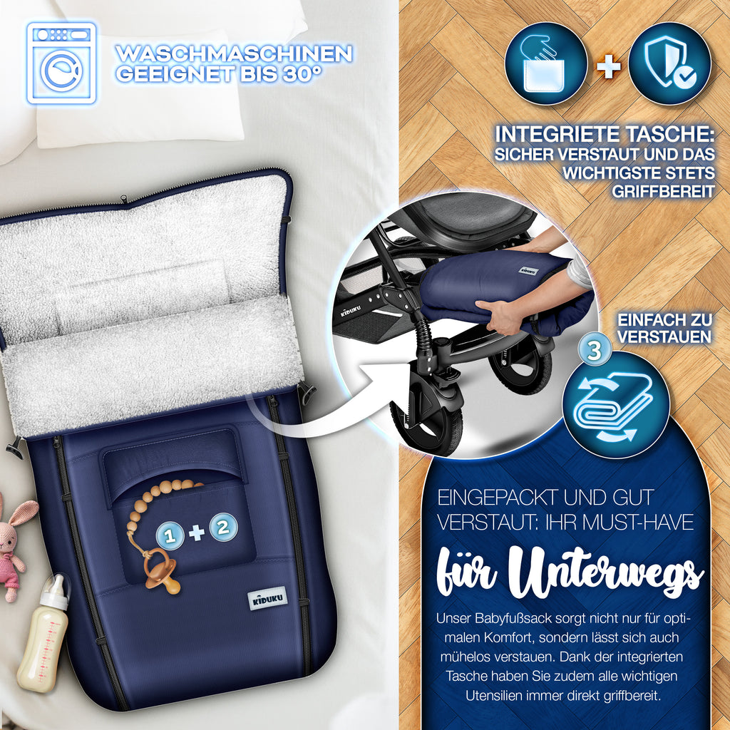 KIDUKU® Winterfußsack, waschbar für Kinderwagen Buggy Jogger - Babyfußsack und Alltag – Detailansicht 18