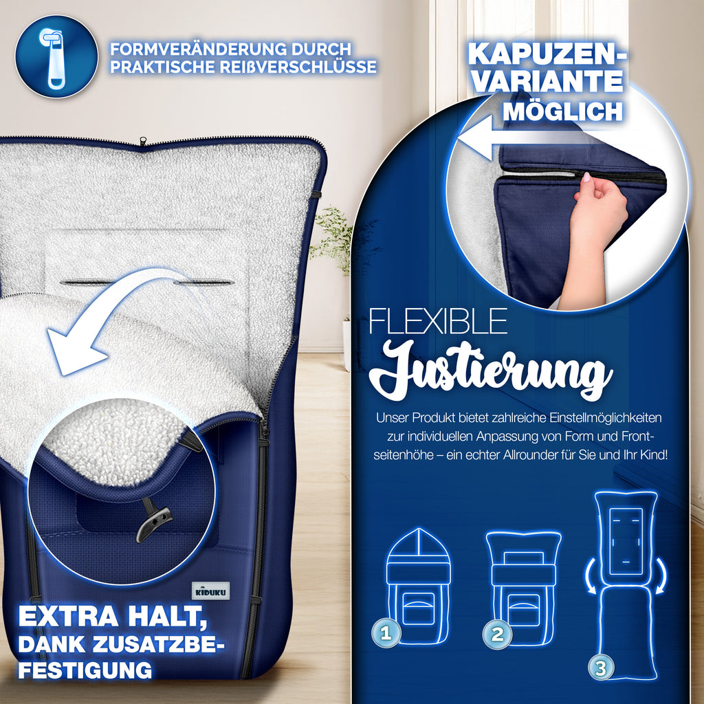 KIDUKU® Winterfußsack, waschbar für Kinderwagen Buggy Jogger - Babyfußsack und Alltag – Detailansicht 19