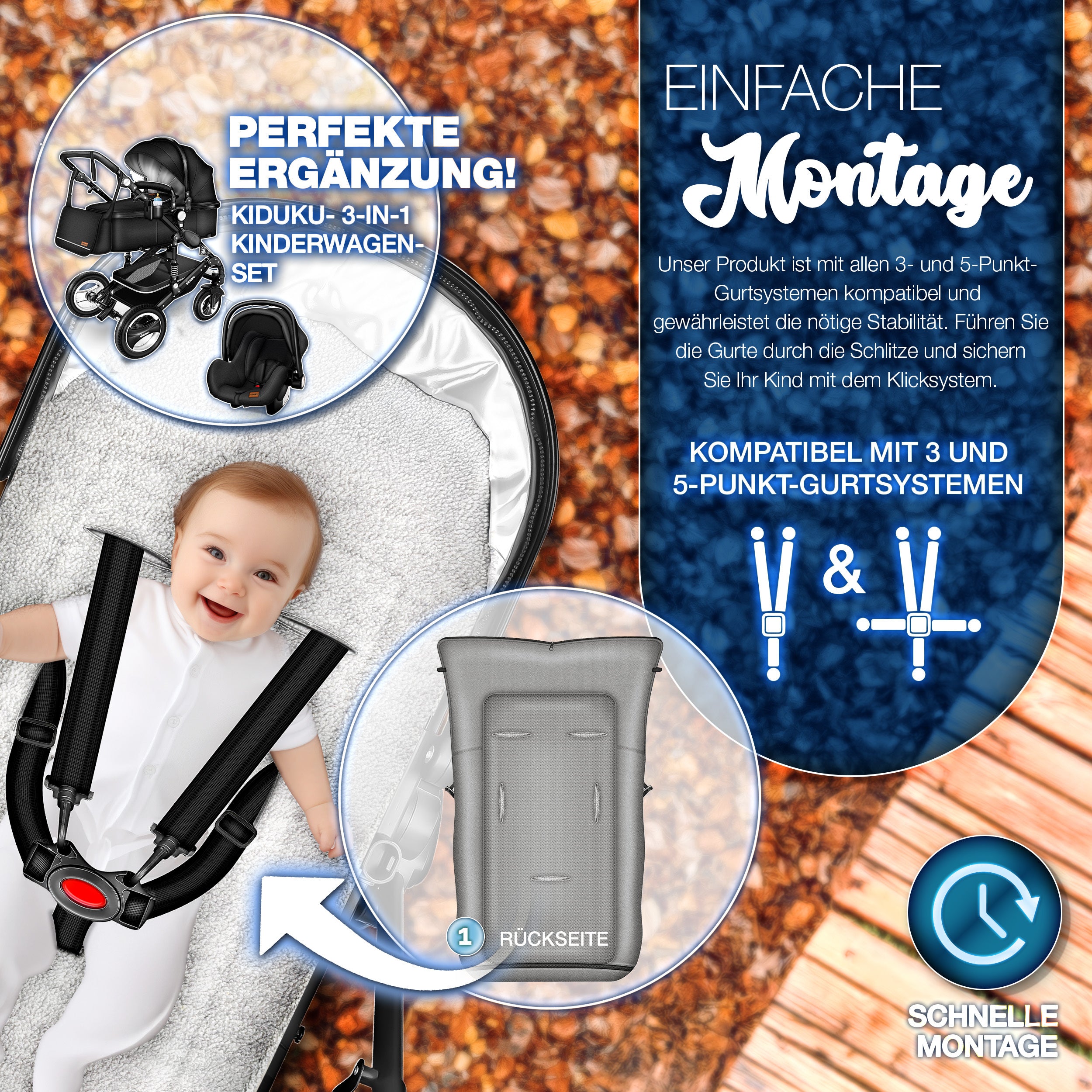 KIDUKU® Winterfußsack, waschbar für Kinderwagen Buggy Jogger - Babyfußsack und Alltag – Detailansicht 23
