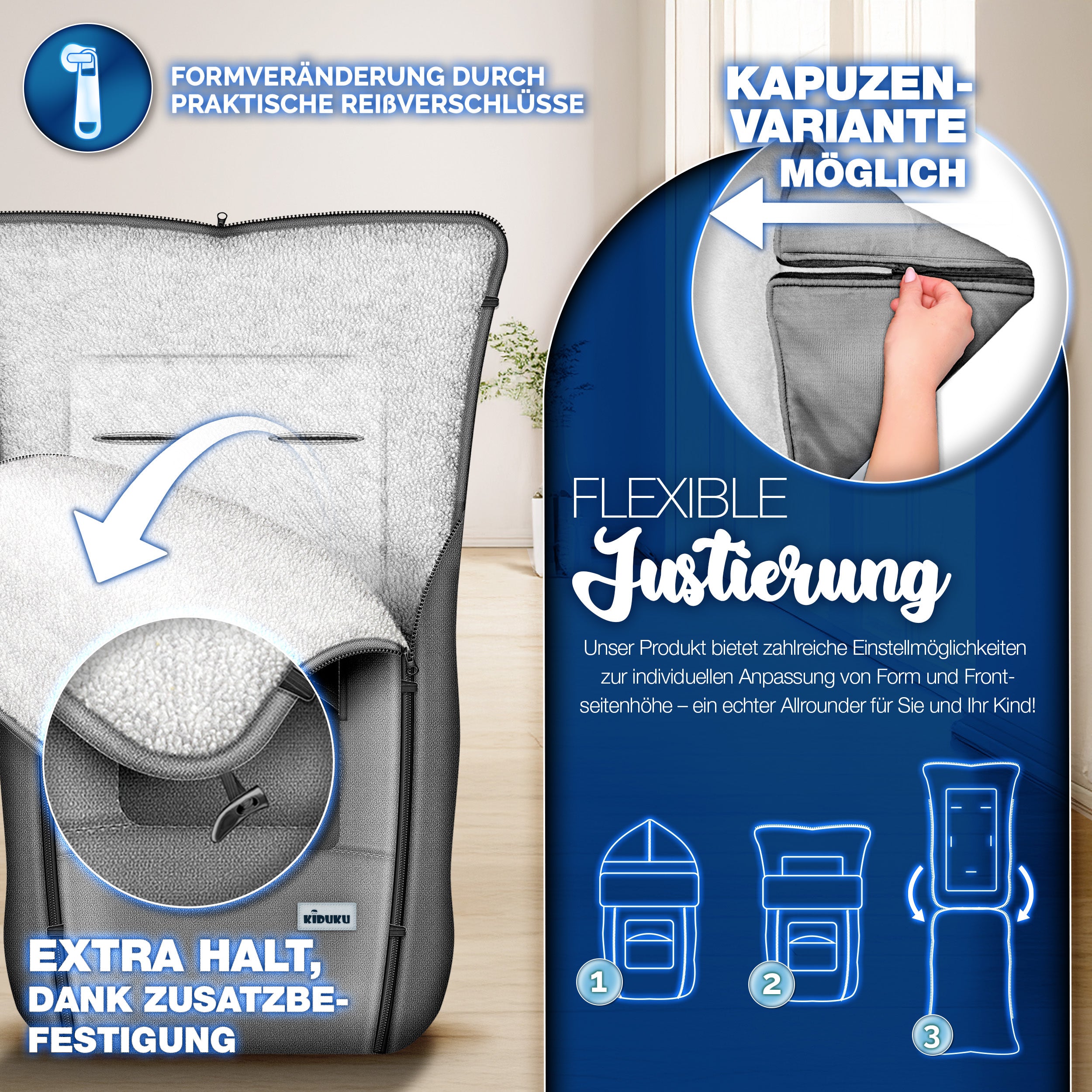 KIDUKU® Winterfußsack, waschbar für Kinderwagen Buggy Jogger - Babyfußsack und Alltag – Detailansicht 26