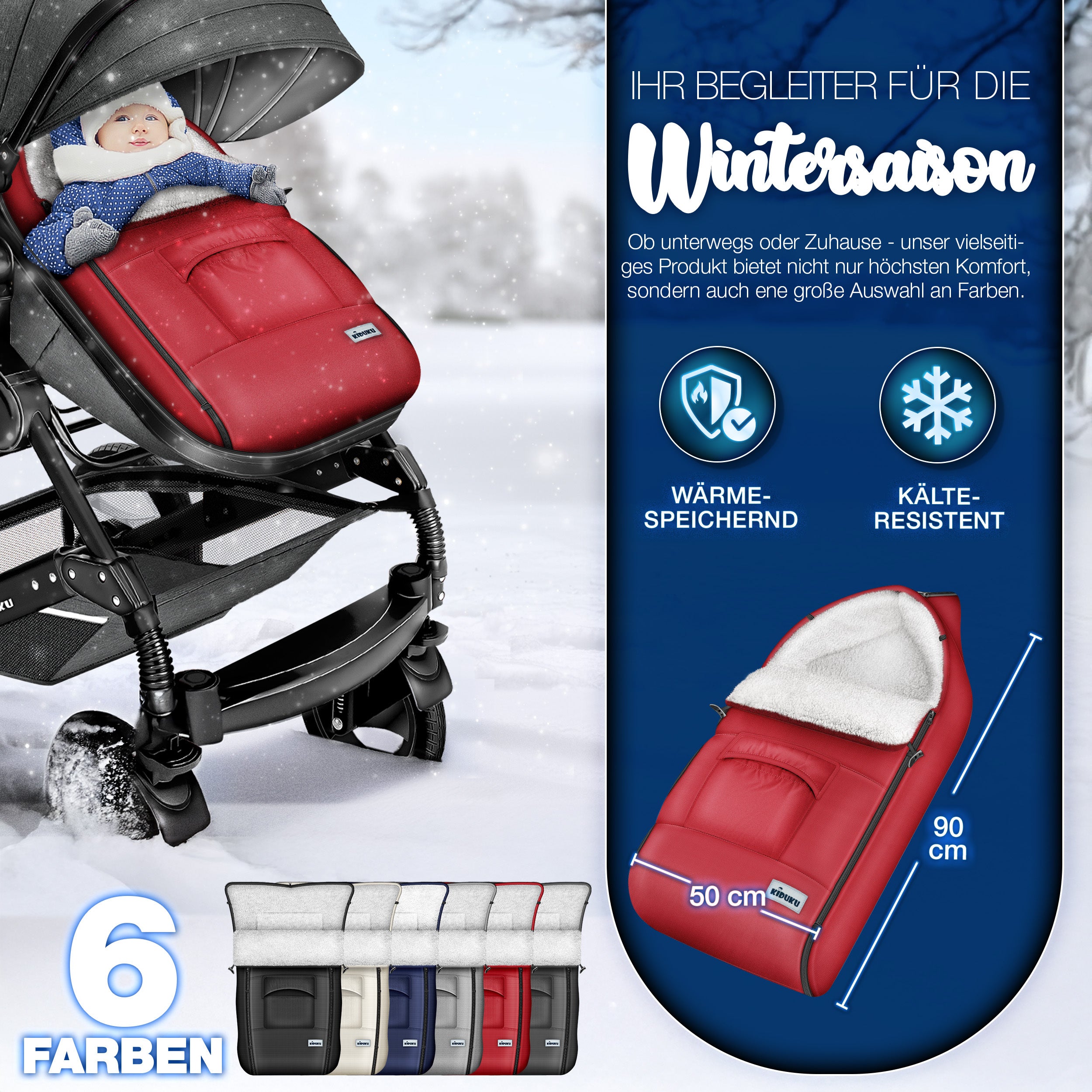 KIDUKU® Winterfußsack, waschbar für Kinderwagen Buggy Jogger - Babyfußsack und Alltag – Detailansicht 29