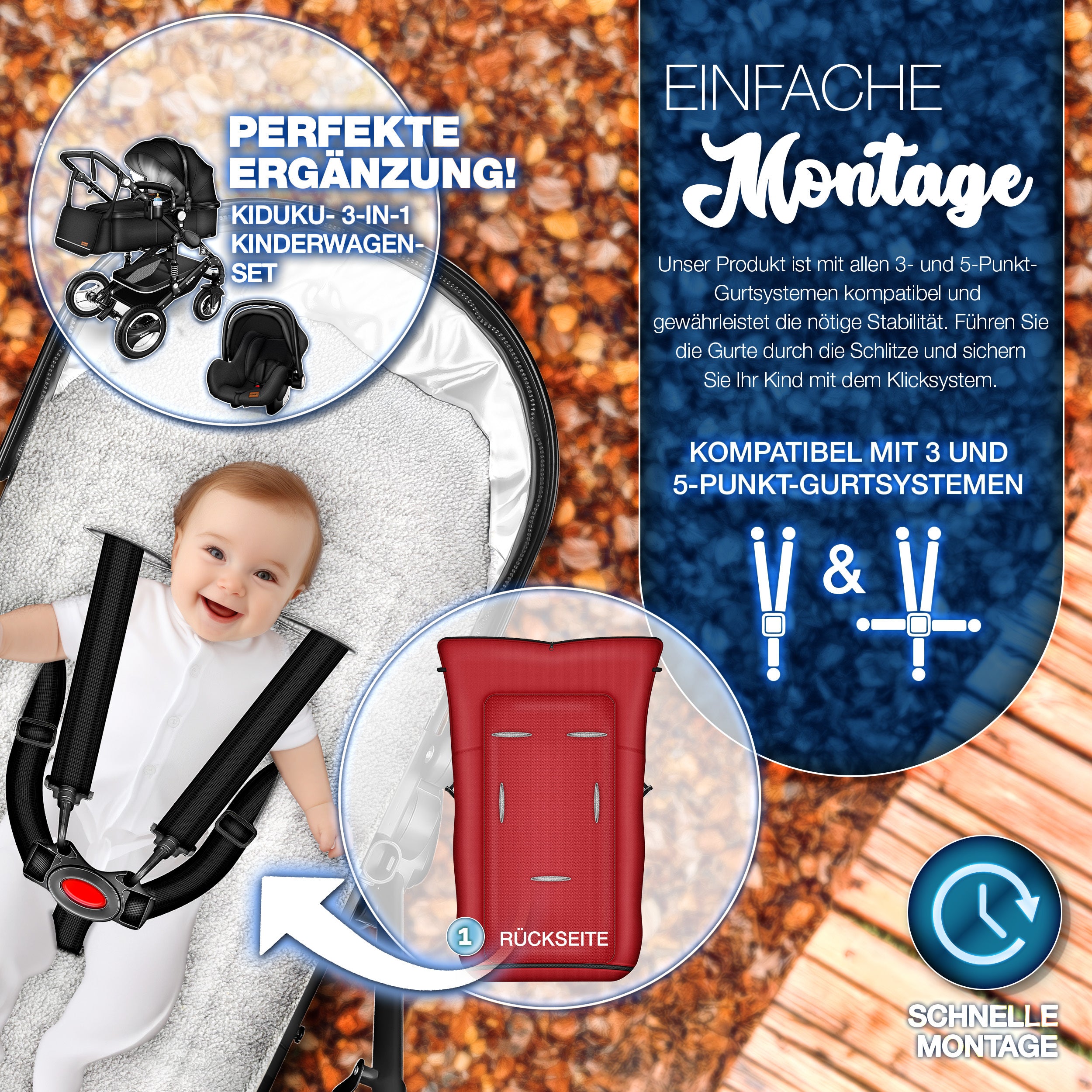 KIDUKU® Winterfußsack, waschbar für Kinderwagen Buggy Jogger - Babyfußsack und Alltag – Detailansicht 30
