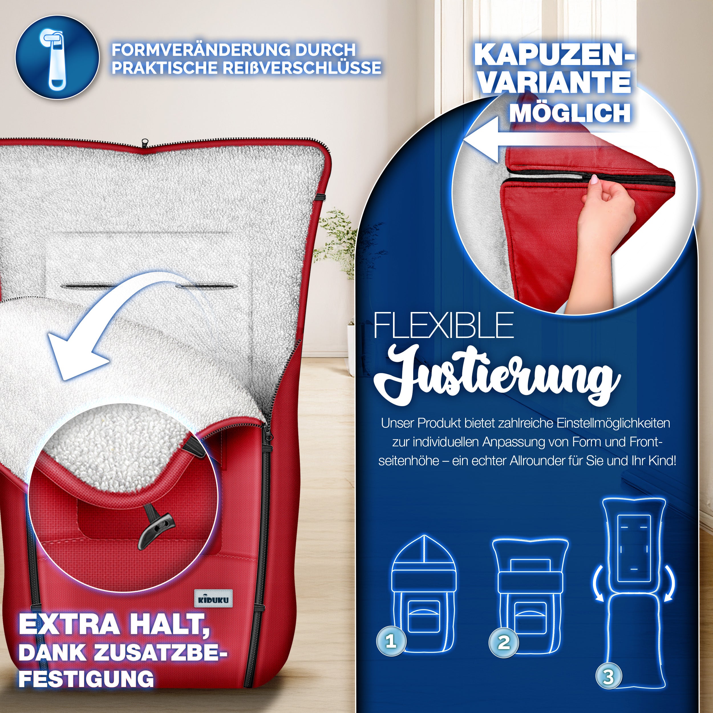 KIDUKU® Winterfußsack, waschbar für Kinderwagen Buggy Jogger - Babyfußsack und Alltag – Detailansicht 32