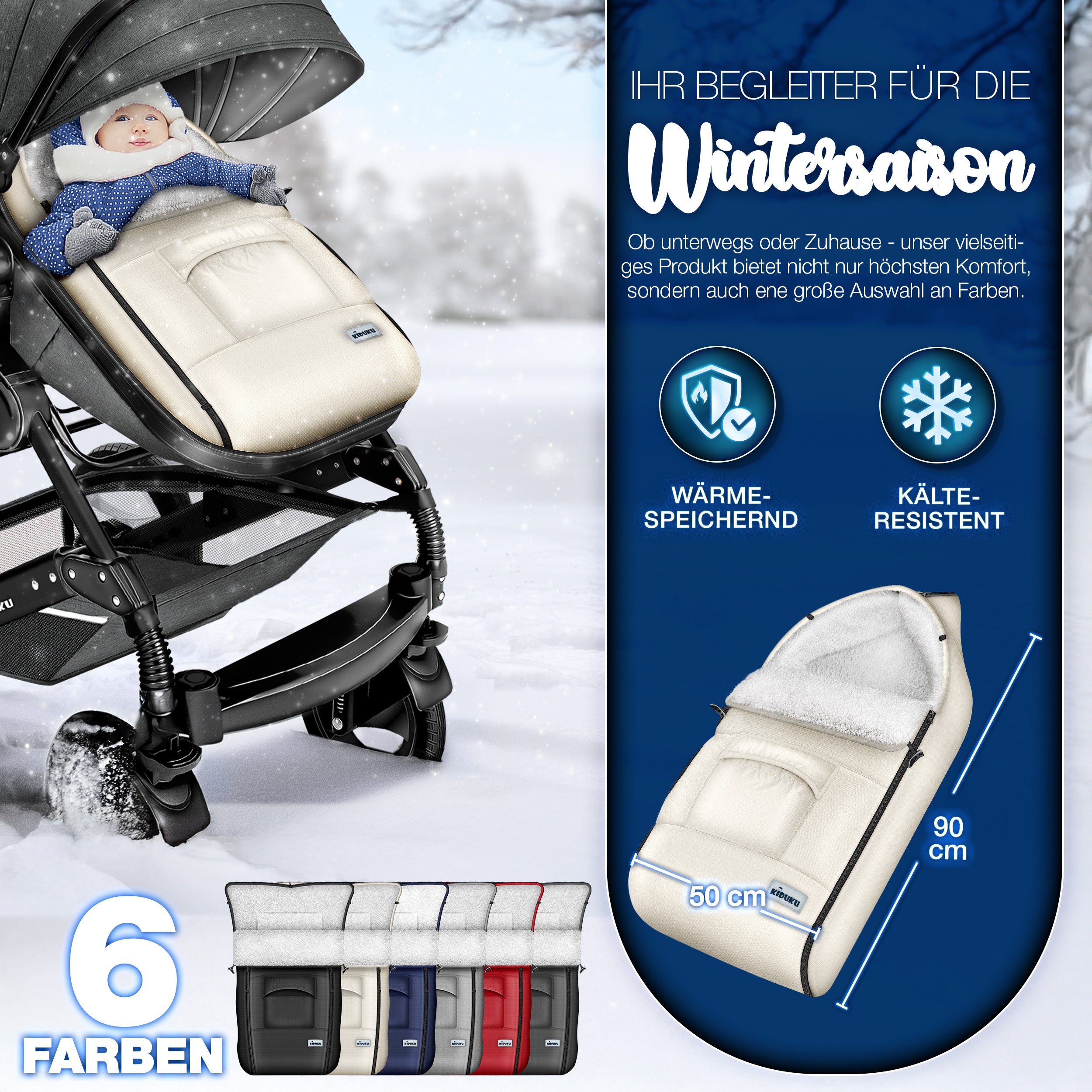 KIDUKU® Winterfußsack, waschbar für Kinderwagen Buggy Jogger - Babyfußsack und Alltag – Detailansicht 36