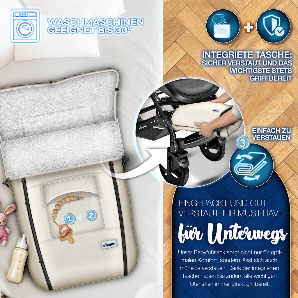 KIDUKU® Winterfußsack, waschbar für Kinderwagen Buggy Jogger - Babyfußsack und Alltag – Detailansicht 38
