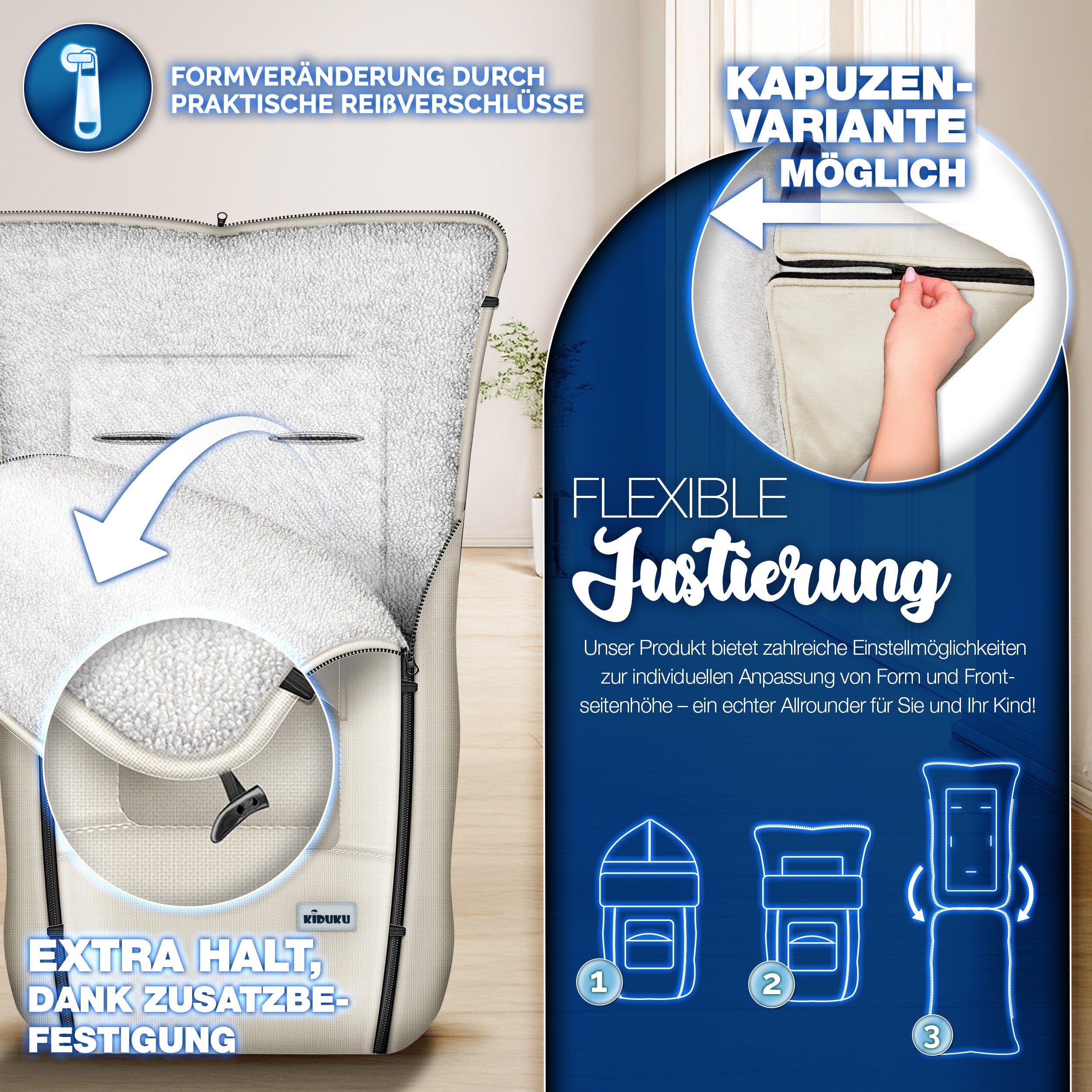 KIDUKU® Winterfußsack, waschbar für Kinderwagen Buggy Jogger - Babyfußsack und Alltag – Detailansicht 39
