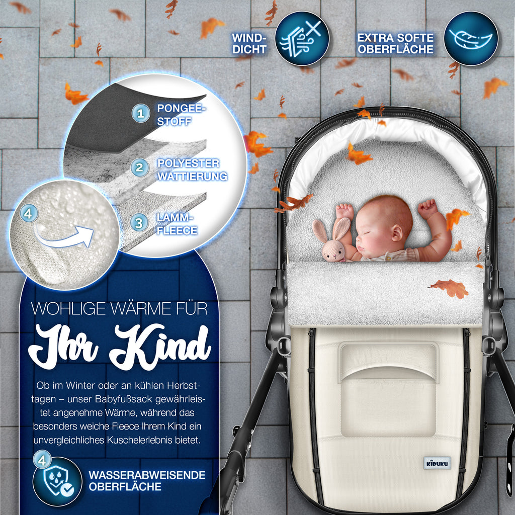 KIDUKU® Winterfußsack, waschbar für Kinderwagen Buggy Jogger - Babyfußsack und Alltag – Detailansicht 40