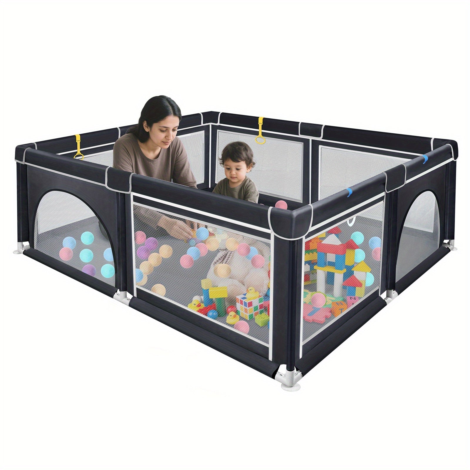 Kinder-Spielgitter in Unifarben, Dunkelgrau für Spielzimmer und Zuhause – Detailansicht 7