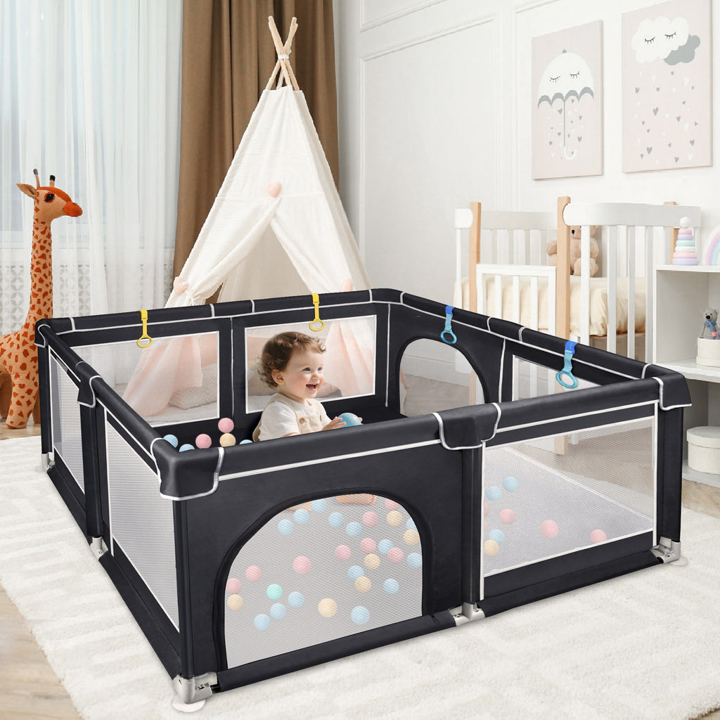 Kinder-Spielgitter in Unifarben, Dunkelgrau für Spielzimmer und Zuhause – Detailansicht 10