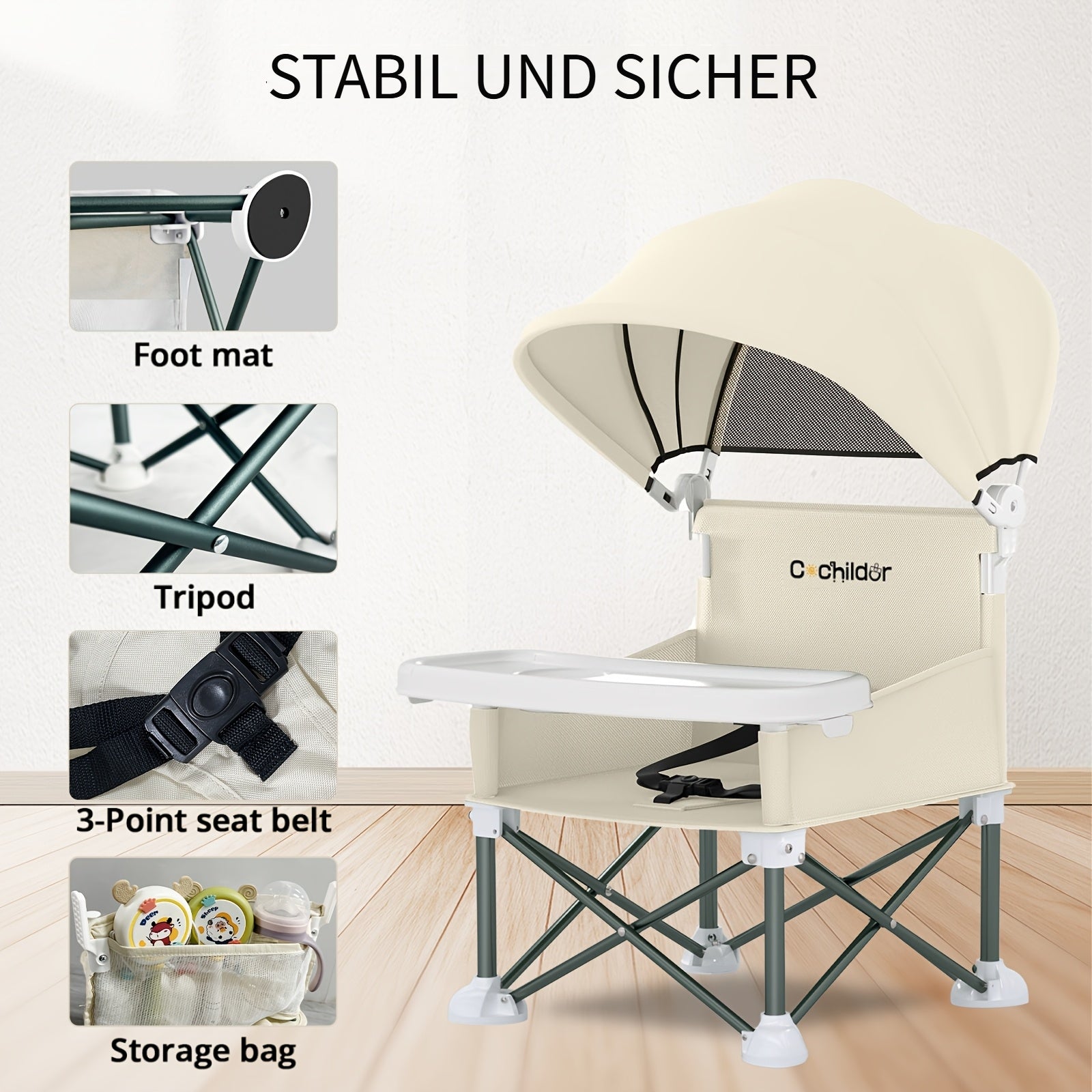 Kinderhochstuhl, Grau für Wohnen und Sitzen – Detailansicht 14