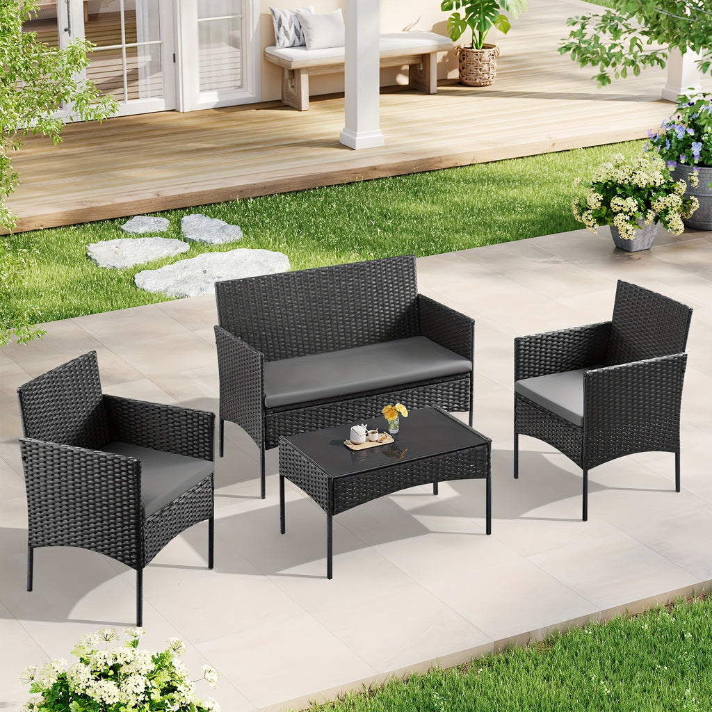 Kissen, 4-teiliger Gartentisch Stühle für Entspannen und Schlafen – Hauptansicht