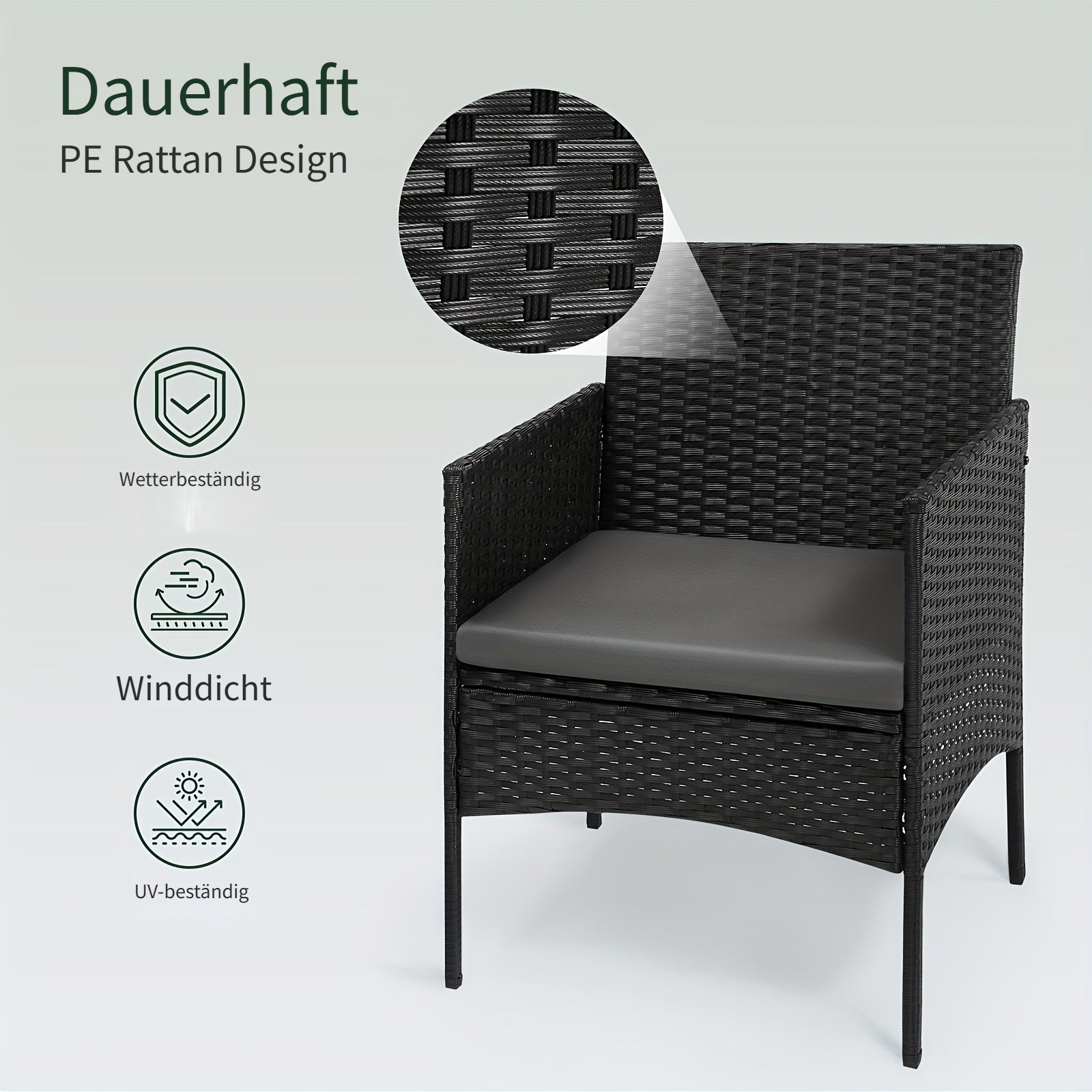 Kissen, 4-teiliger Gartentisch Stühle für Entspannen und Schlafen – Detailansicht 2