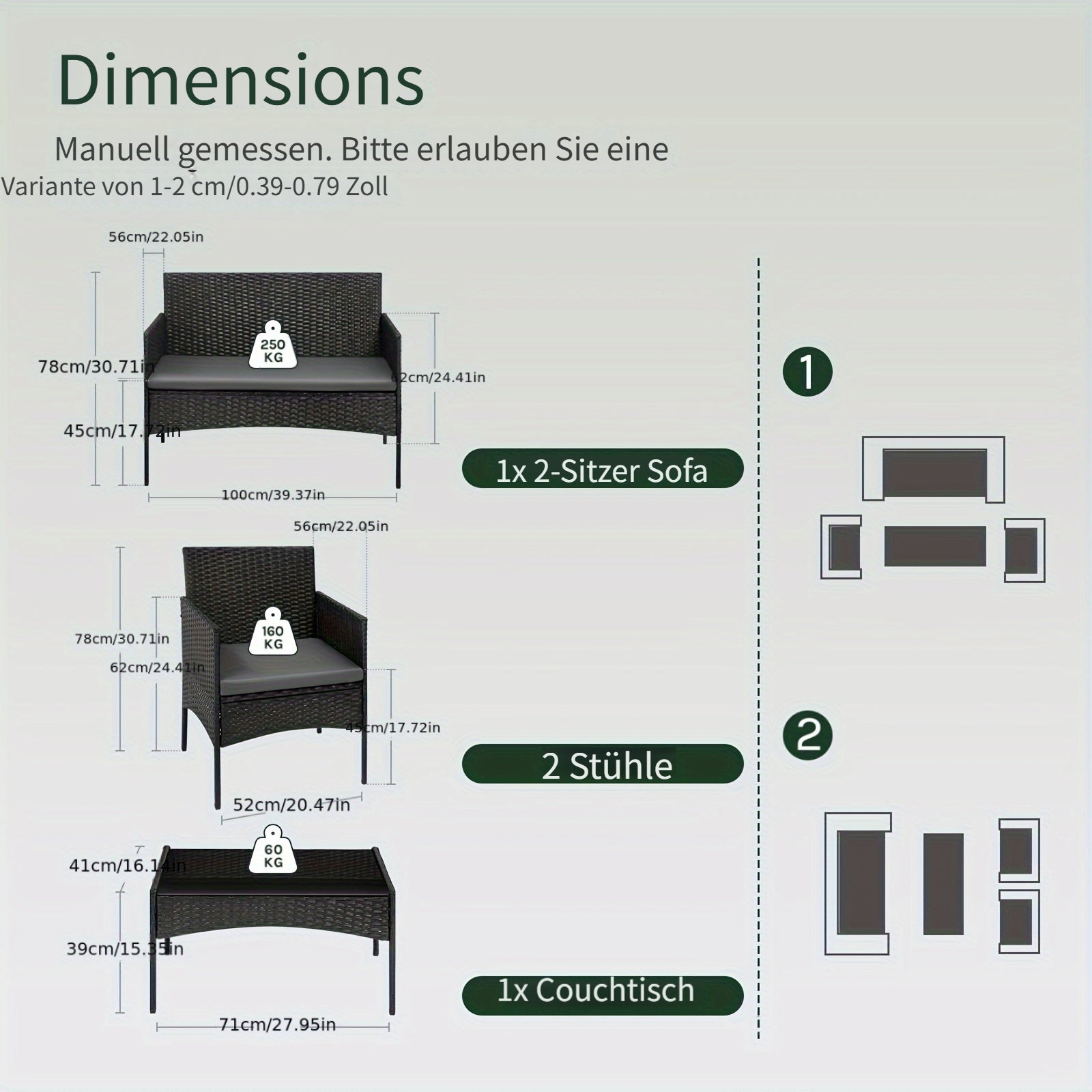 Kissen, 4-teiliger Gartentisch Stühle für Entspannen und Schlafen – Detailansicht 4