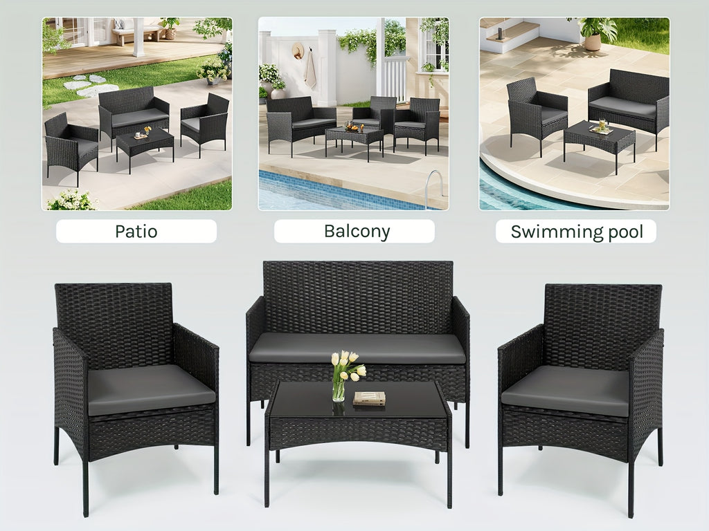 Kissen, 4-teiliger Gartentisch Stühle für Entspannen und Schlafen – Detailansicht 6