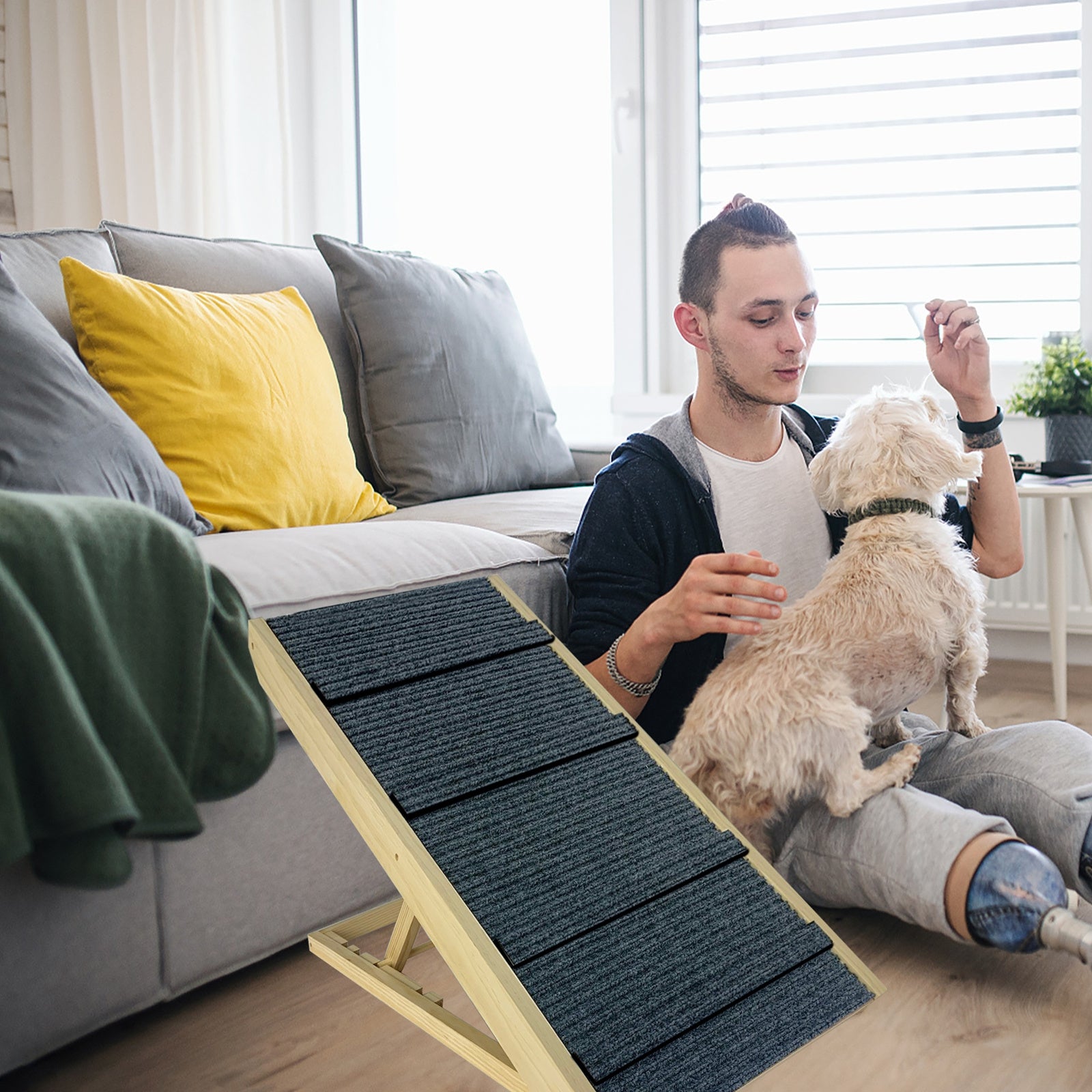 Klappbare Hunde-Rampe Tragbare Haustier-Rampe Vier, 100kg für Schlafzimmer und Bett – Detailansicht 9