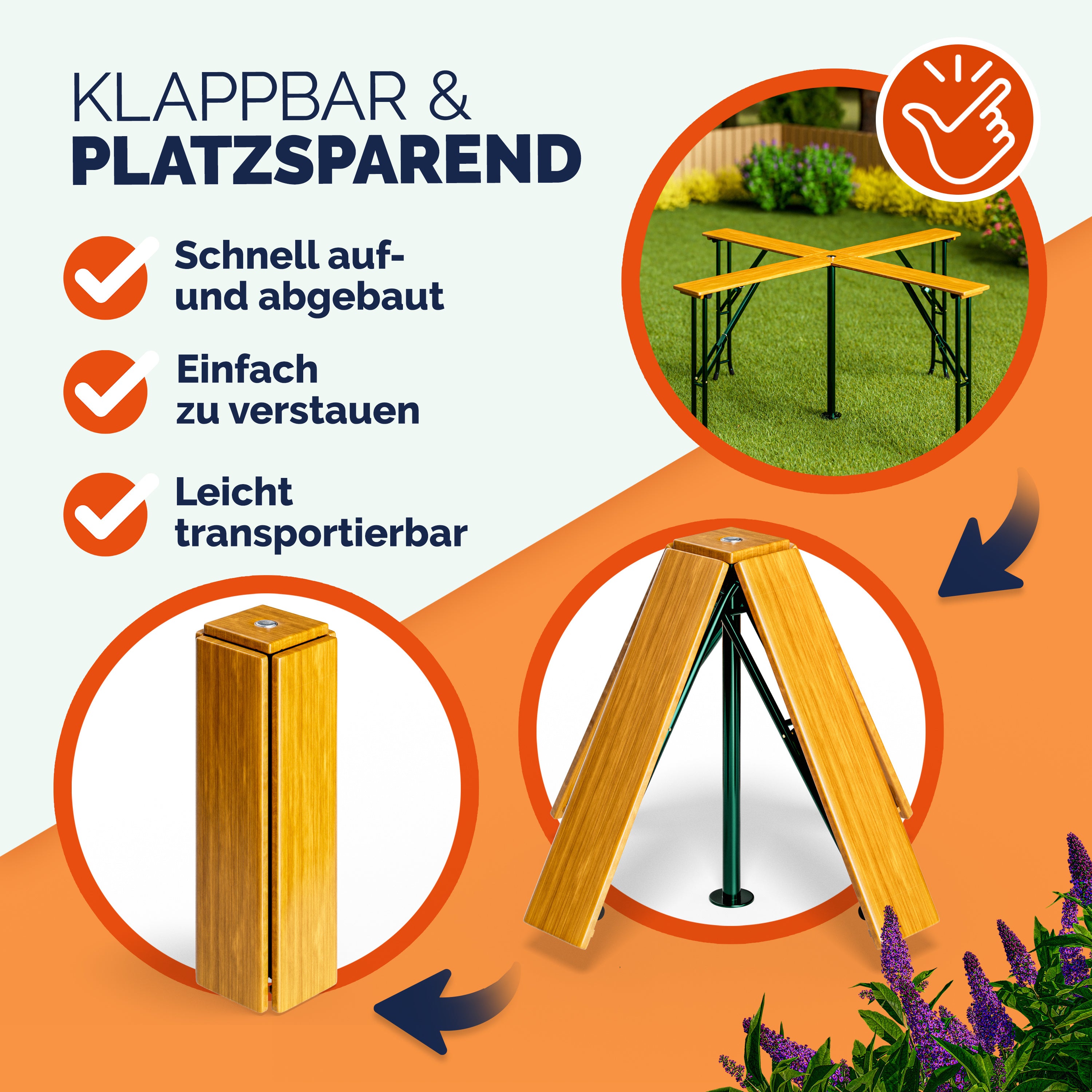 Klapptisch, Holz für Wohnbereich und Alltag – Detailansicht 6