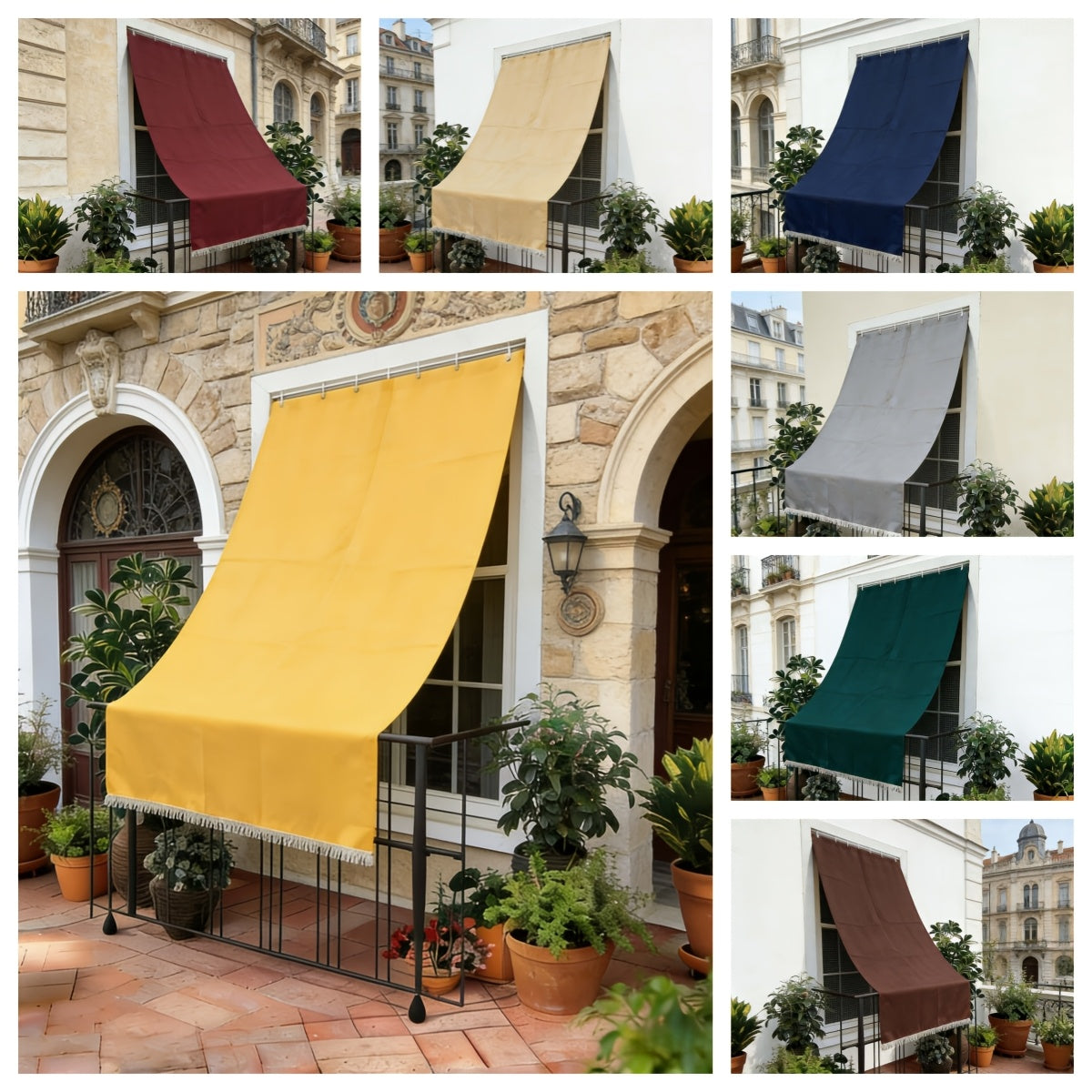 Klassischer einfarbiger Outdoor-Vorhang, Gelb für Garten und Terrasse – Hauptansicht